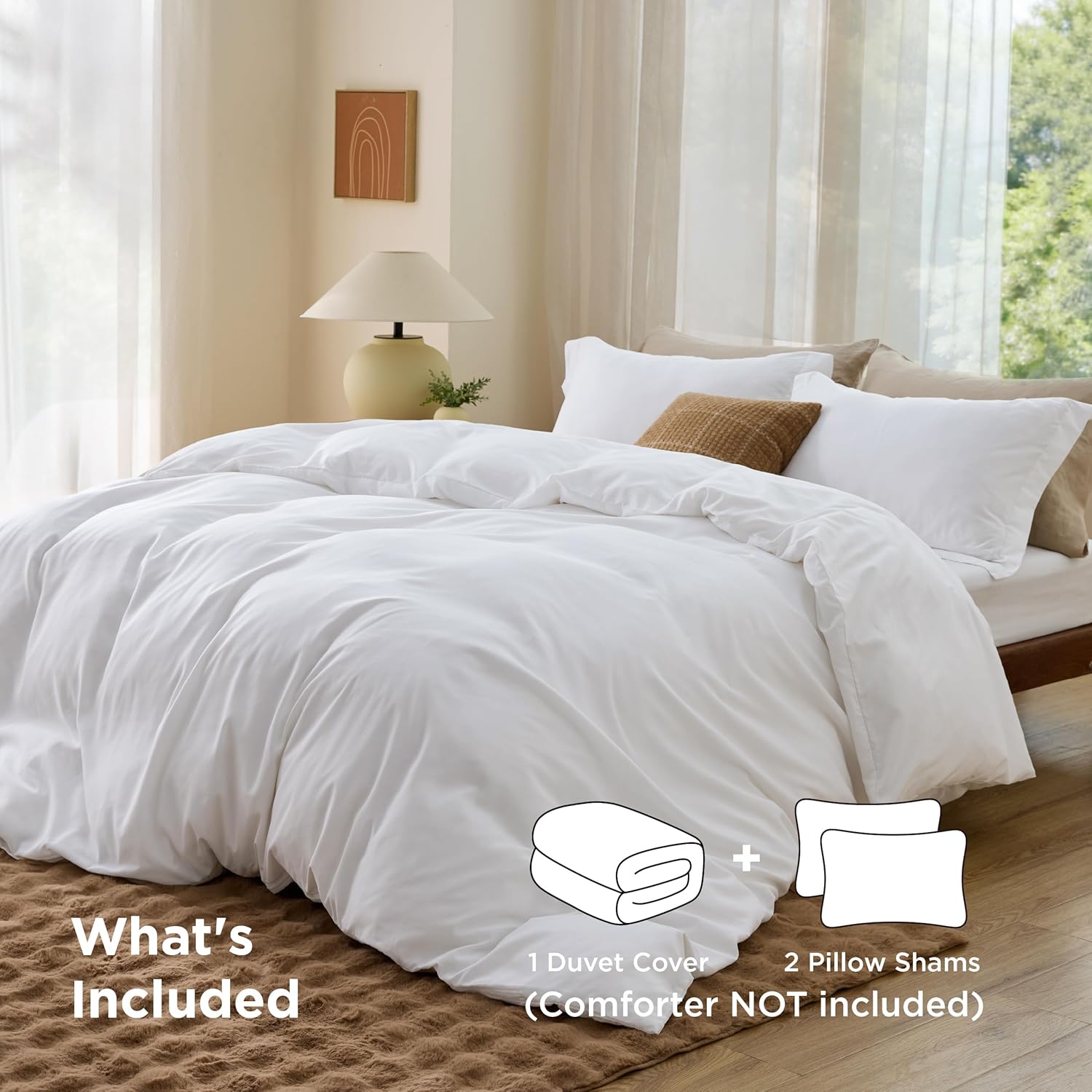 Bedsure Duvet Cover Oversized King Size - Soft Double Brushed Bedding Set for Kids & Adults, Zipper Closure, 3 Pieces, Includes 1 Duvet Cover (120"x98") & 2 Pillow Shams, NO Comforter, White