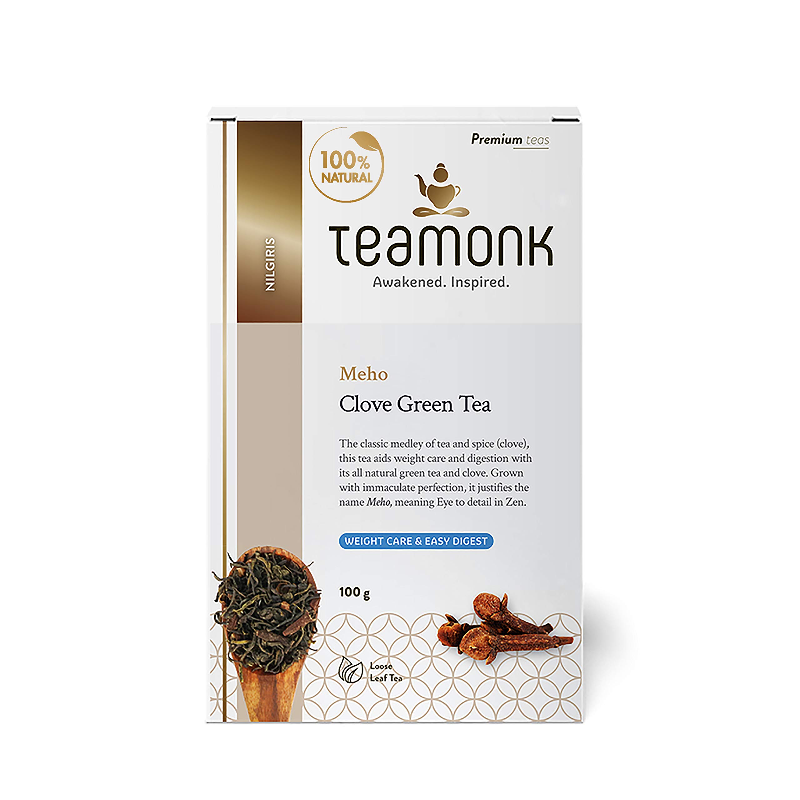 Teamonk Meho High Mountain Clove Green Tea Leaves (50 Cups) - 100 g. Rich in Antioxidants, Cough and Cold Remedy, Improves Digestion (B078S5HN1D) Amazon Price History, Amazon Price Tracker