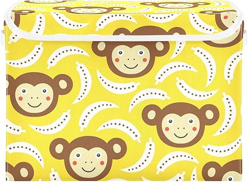 Joko Ivery Monkey Banana - Contenedores plegables de almacenamiento para ropa, organizadores de almacenamiento de tela con asa reforzada,