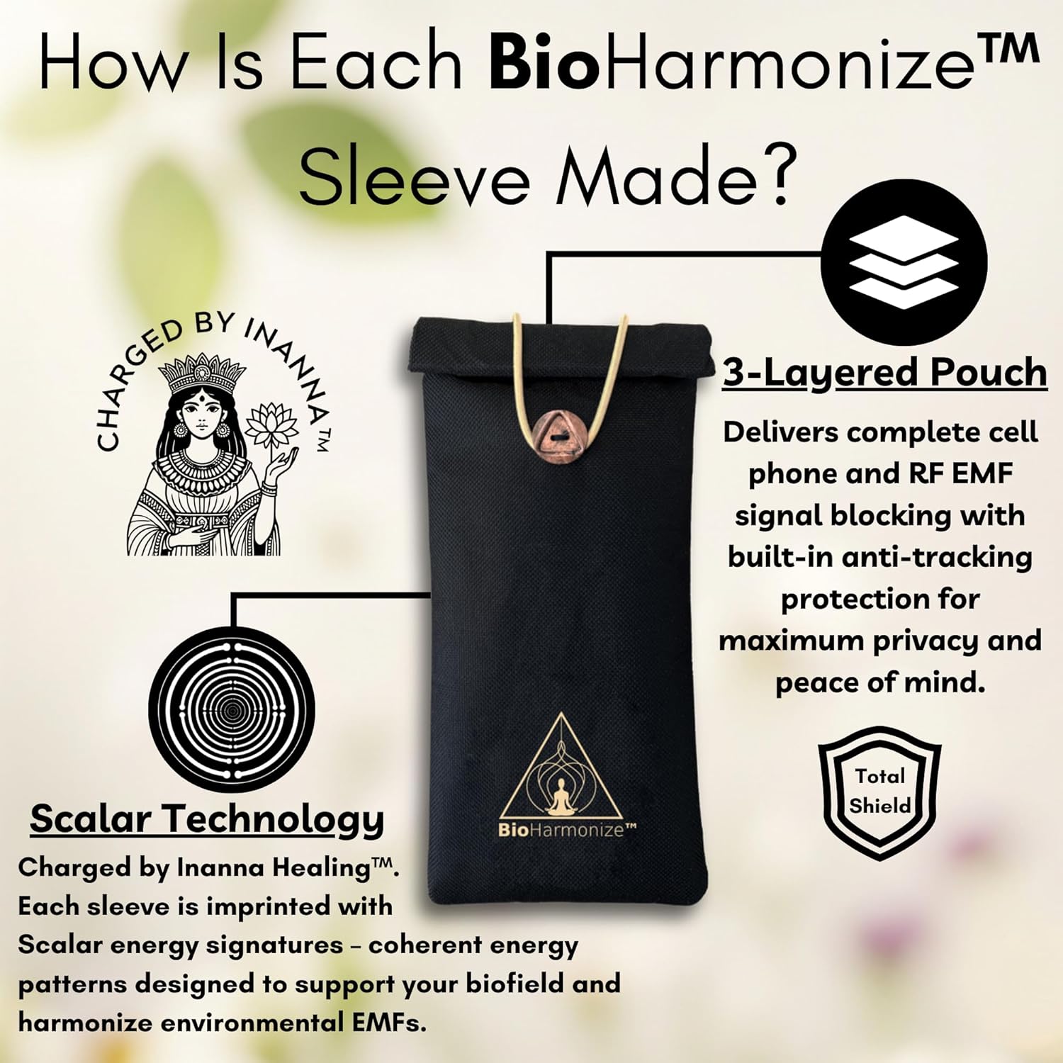 EMF Shield Phone Sleeve - Full Privacy & RF Signal Blocking, Double Shielding Faraday Fabric, Quantum Harmonization Tech - Image 3