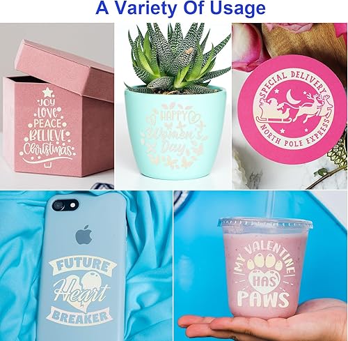 Miniatura 5 de GIRAFVINYL Vinilo blanco con purpurina arcoíris para Cricut de 12 pulgadas x 4 pies, vinilo adhesivo blanco con purpurina fácil de quitar para