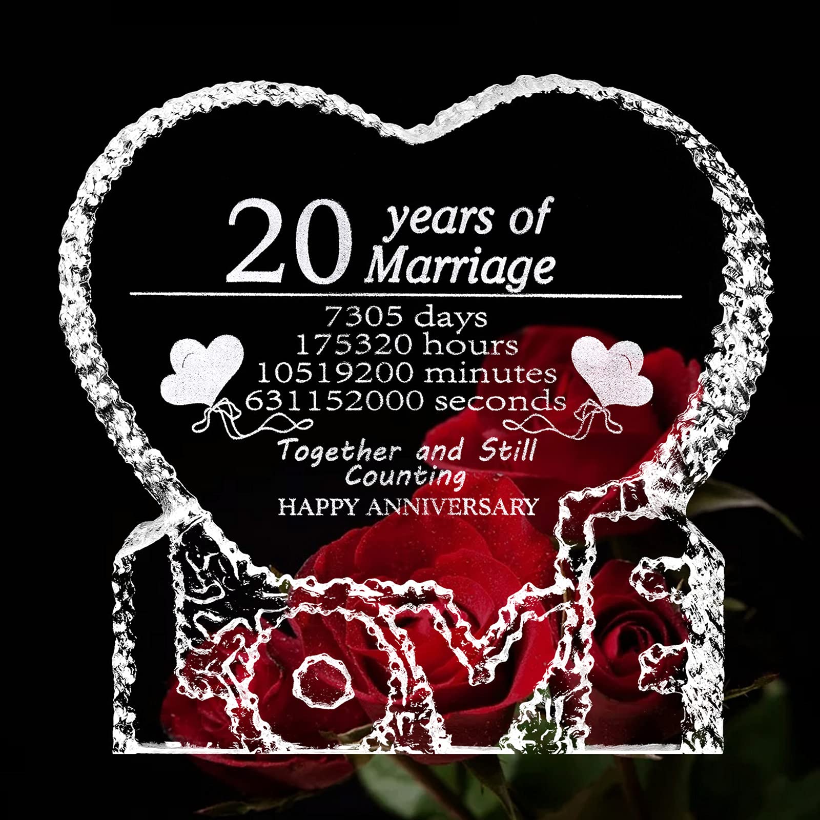 Amazon.com: 20 Year 20th Marriage Wedding Anniversary Crystal Love