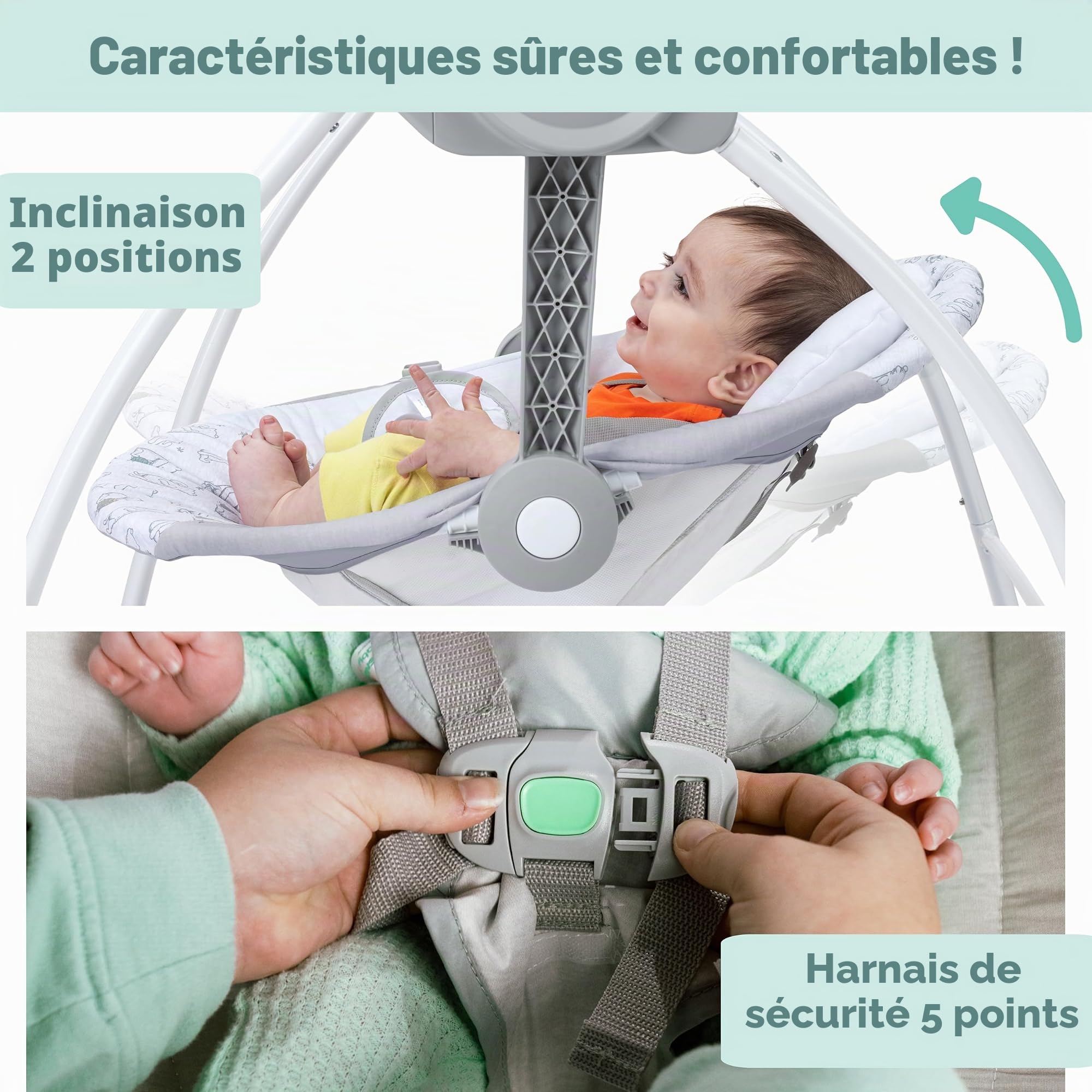 Disney Baby Balancelle Bébé Winnie l'Ourson par Bright Starts, 6 Vitesses de Balancement et Minuterie, Pliable, Barre à Jouets Amovible, Unisexe, Nouveau-né - 9 kg