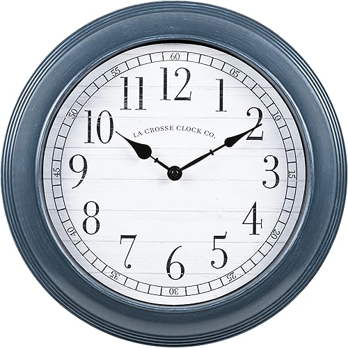 La Crosse Clock 404-3841B - Reloj de pared analógico de cuarzo gris Everly (16 pulgadas)