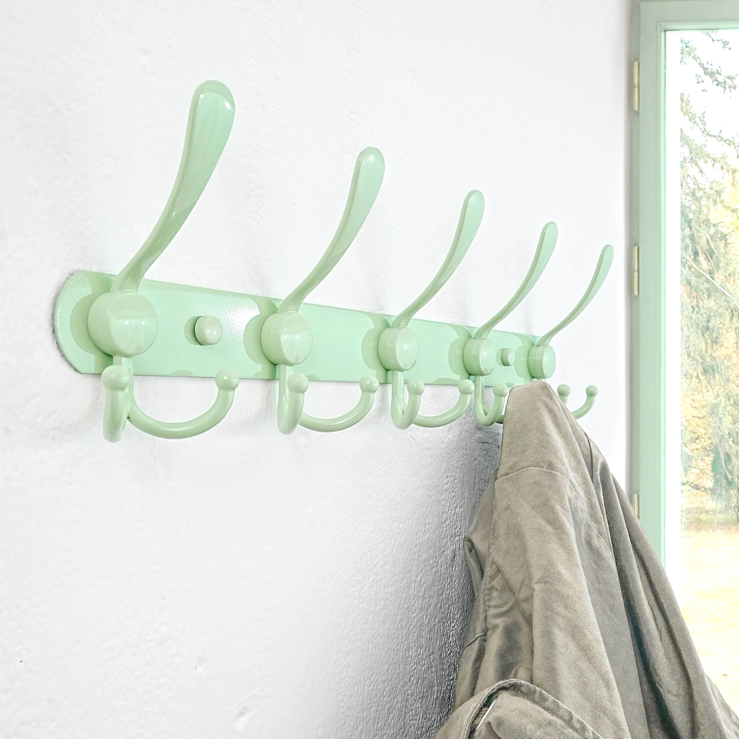Dseap Coat Rack Wall Mounted, 5 Tri Hooks, Heavy Duty, Stainless Steel - Image 3