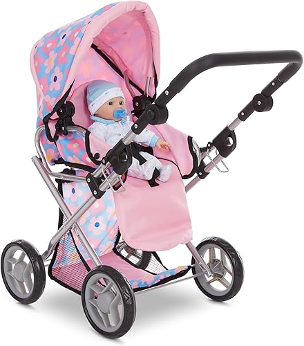 Miniatura 8 de Cochecito convertible con asa ajustable con toldo y cesta de almacenamiento, 25 pulgadas, color azul