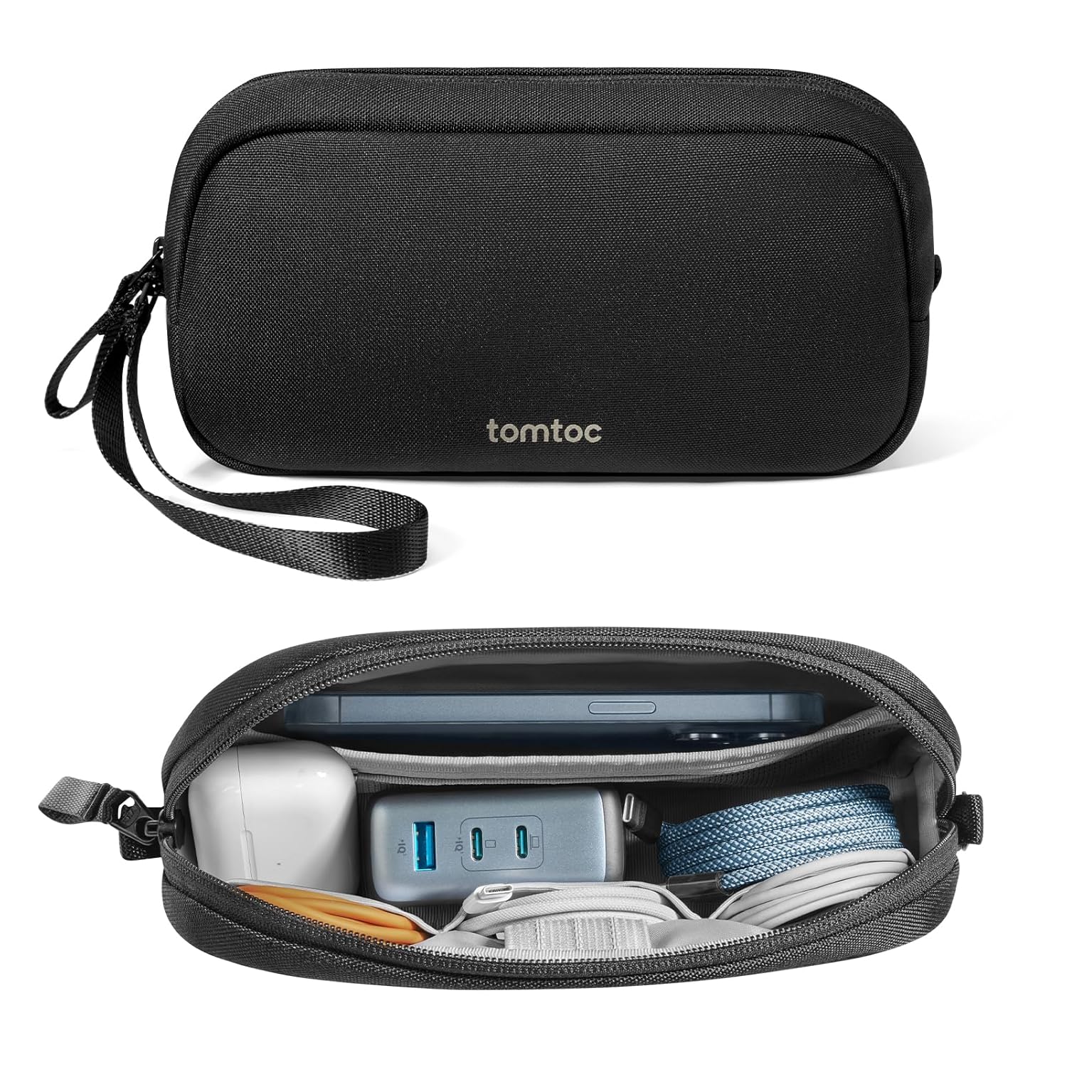 tomtoc Electronics Organizer Travel Case Water Resistant Travel Bag Cable Organizer for Essentials Tech Pouch Accessories Carry Storage
