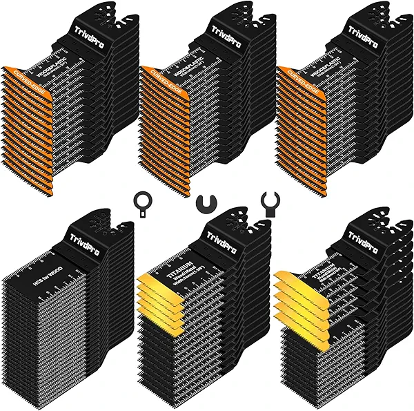 Multitool Blades Multi-Tool Blades Kits - TrivdPro 100pcs Oscillating Tool Blade Oscillating Saw Blades for Metal Wood Plastic, Oscillator Blades for Multi Tool Fits Dewalt Milwaukee Ryobi Fein Bosch