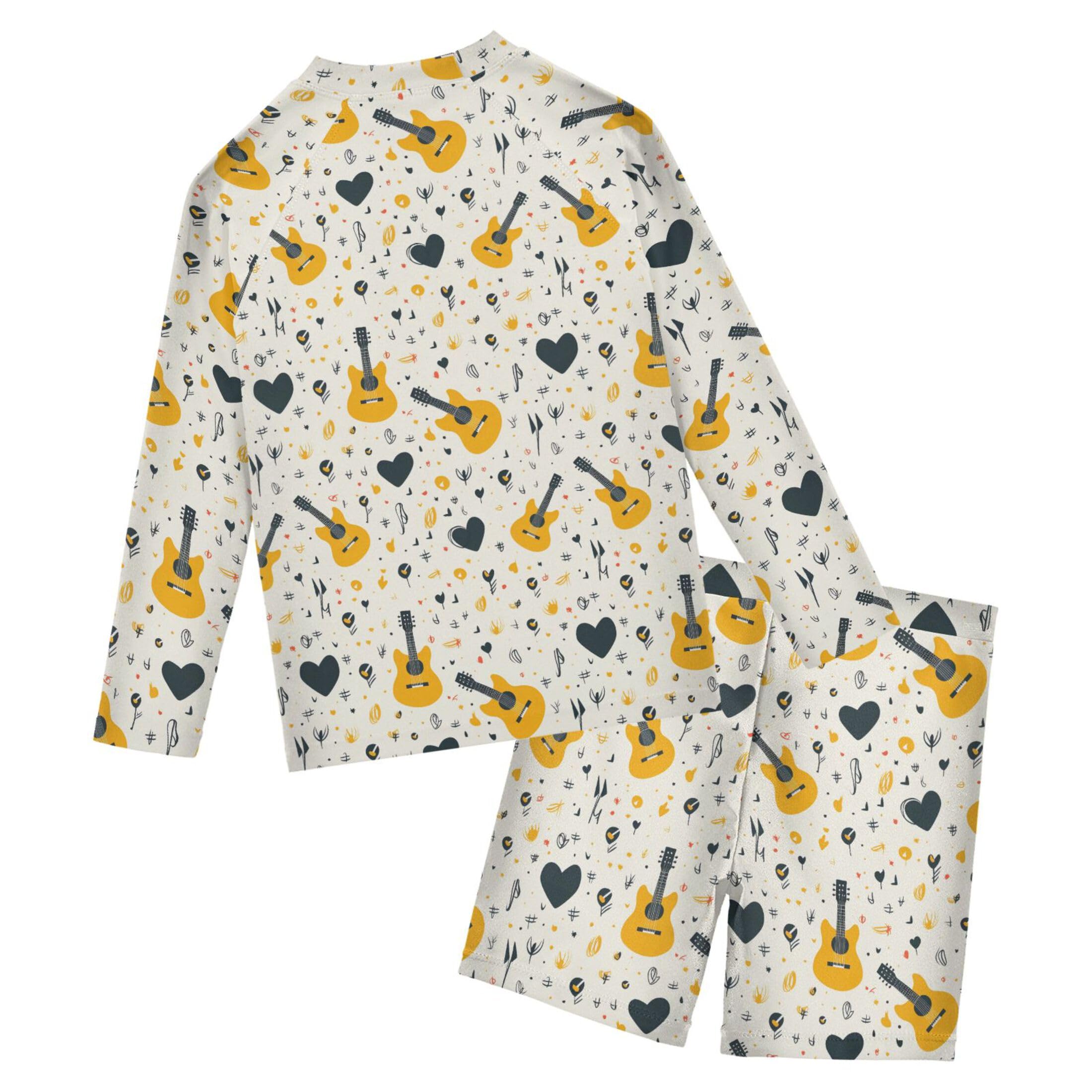 Guitar Music Baby Boys' Toddler Long Sleeved Rashguard Swim Bathing Suit Set B0402454