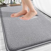OLANLY Thick Memory Foam Bath Mat 30x20 Grey - Extra Soft Absorbent Quick Dry Non-Slip Bathroom Rug Machine Washable