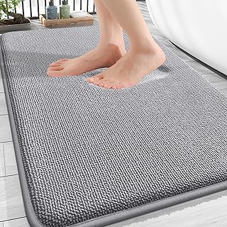 OLANLY Thick Memory Foam Bath Mat Rug 30x20, Extra Soft Absorbent Bathroom Rugs, Quick Dry Bath Mats, Non-Slip, Machine Washable Carpet for Bathroom, Tub and Shower, Home Decor Accessories, Grey