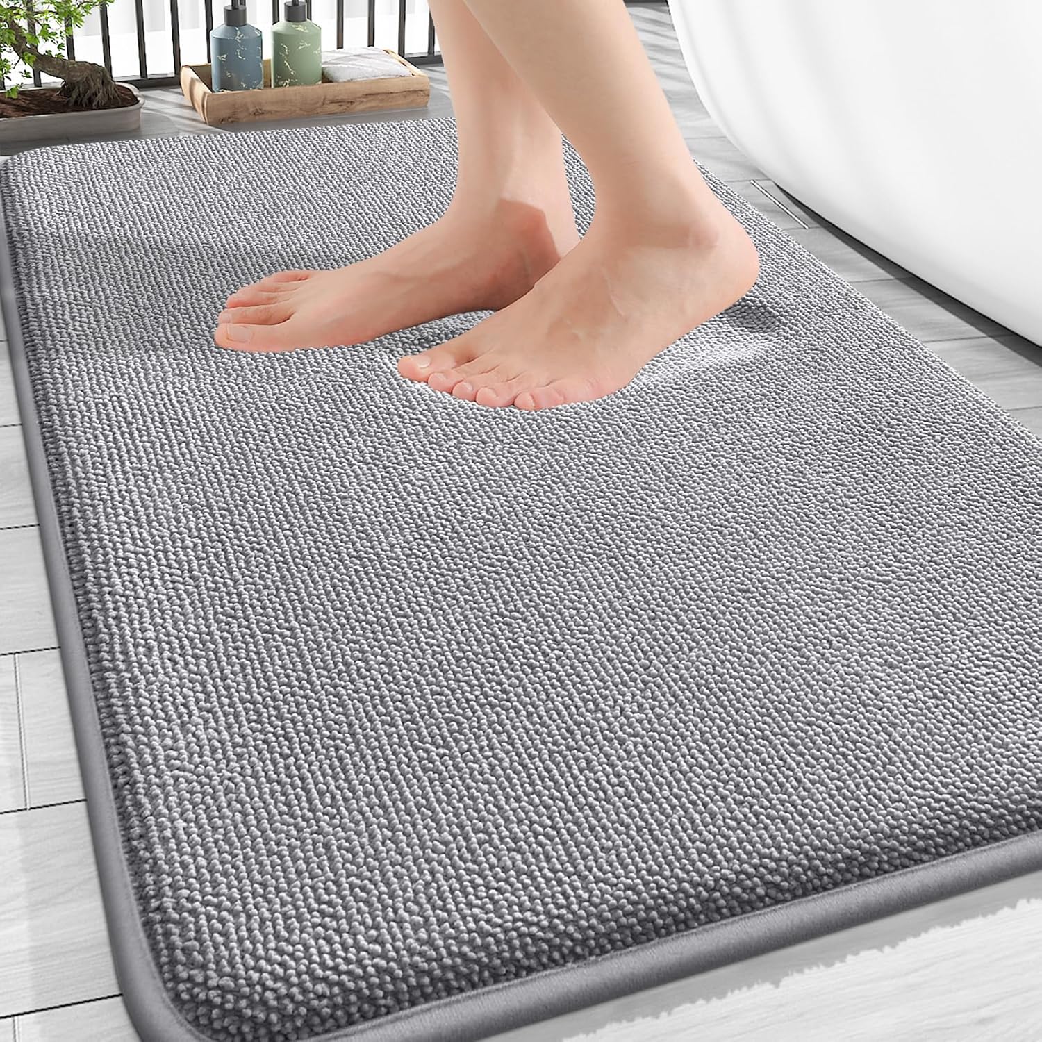 OLANLY Thick Memory Foam Bath Mat Rug 30x20 Extra Soft Absorbent Bathroom Rugs Quick Dry Bath Mats Non-Slip