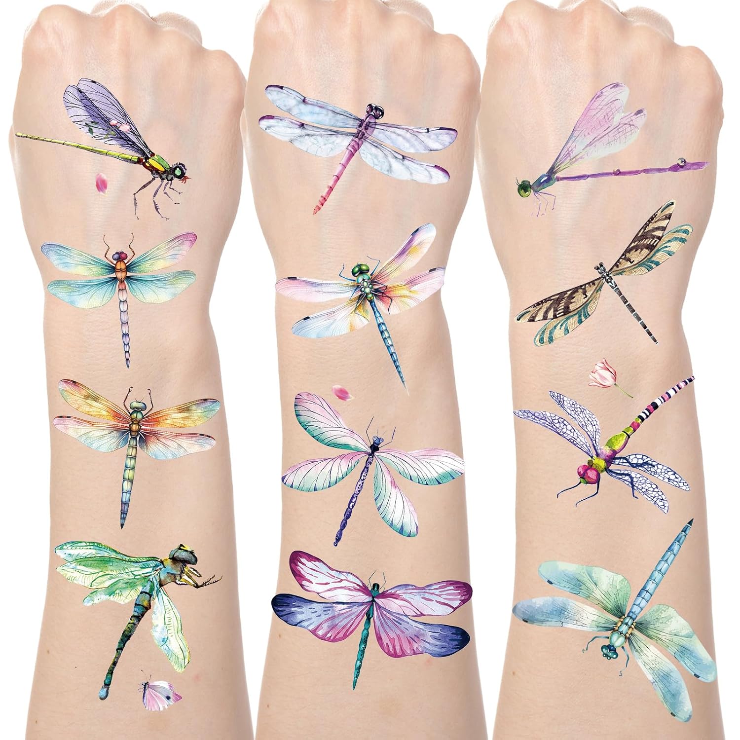 Amazon.com : Lovarywow Dragonfly Temporary Tattoos Stickers - 200 ...