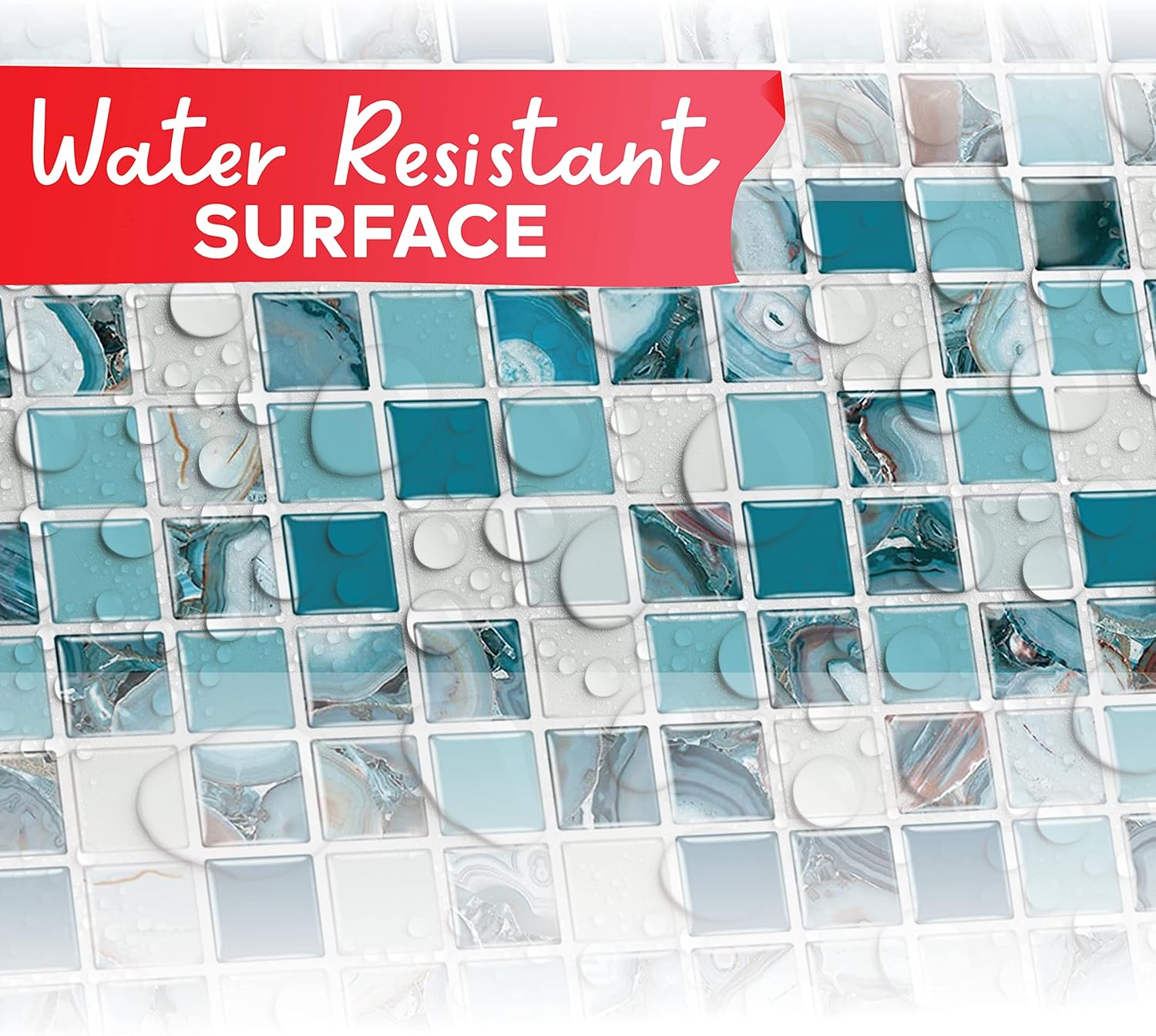 XFasten Square Peel and Stick Backsplash - 10pcs 12' x 12' Caribbean Mosaic Tiles for Kitchen