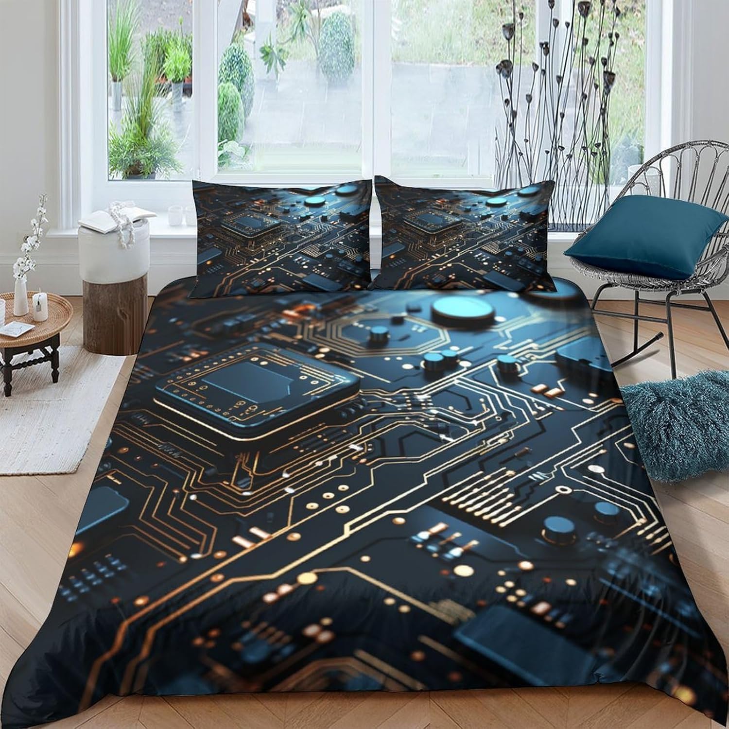 Parure de lit circuit imprimé 135x200 cm pour chambre d'ado moderne