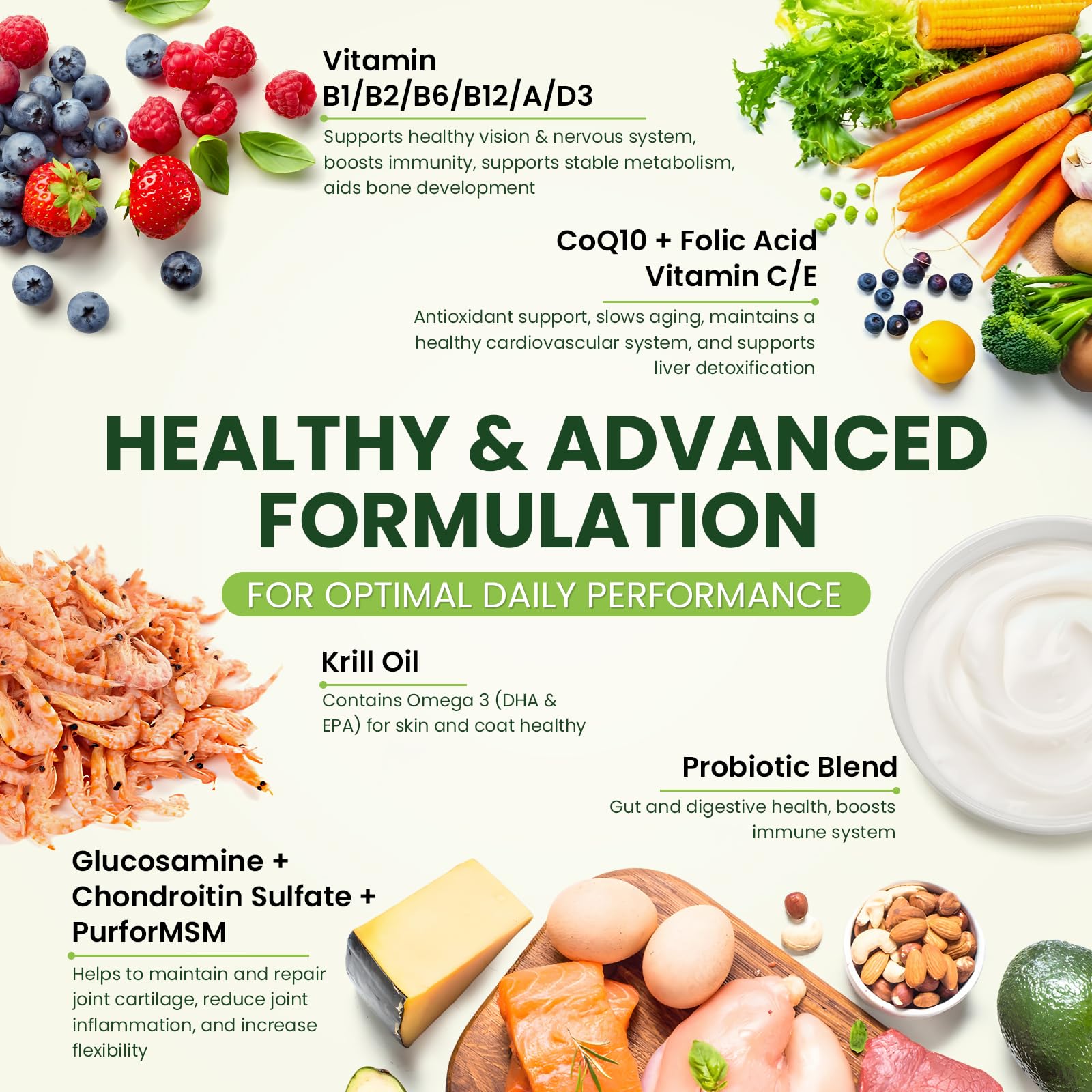 24-in-1 Dog Vitamins and Supplements 200 Ct Multivitamin for Dogs Chewable Contain Glucosamine Chondroitin Probiotics Omega-3 for Skin Coat,Hip & Joint,Heart,Liver,Brain,Eyes - Chicken Flavor - image 3