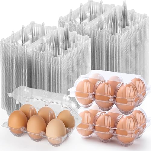 Miniatura 8 de Paquete de 48 cartones de huevos a granel, una docena de cartones de huevos vacíos transparentes para huevos de gallina, bandeja de rejillas de 2 x