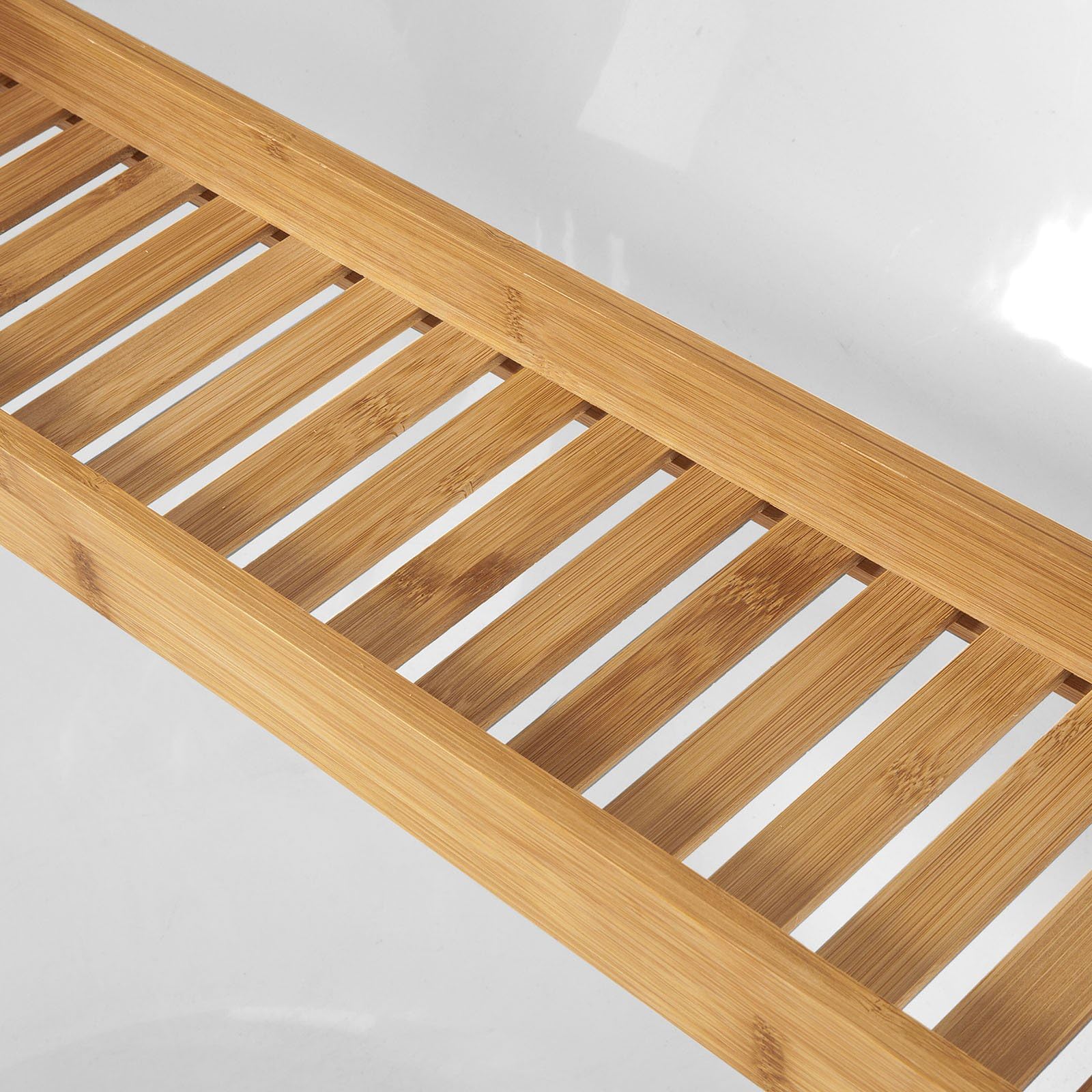 SoBuy Plateau de Baignoire en Bambou 80 cm – Pont de Baignoire en Bois – Extra Long & Vernis pour Grandes Baignoires, Support Verre de Vin & Emplacement Bougie FRG212-N