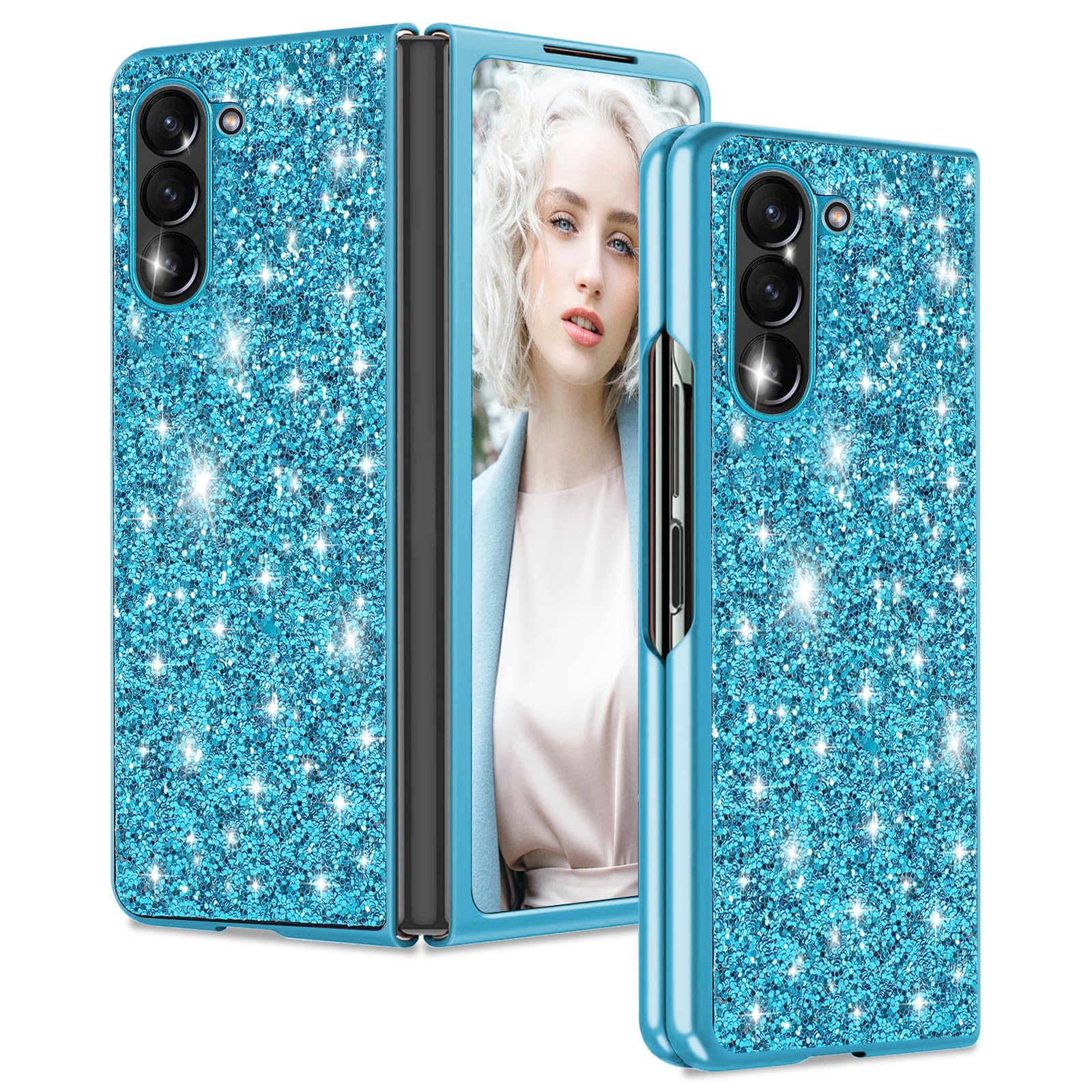 Coque Samsung Z Fold 6 paillettes bleue en TPU souple antichoc - 8