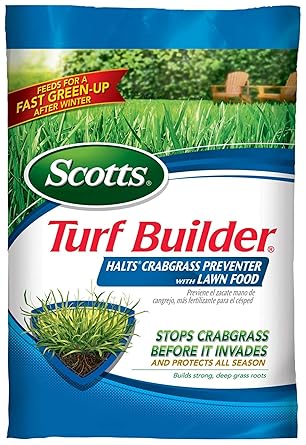Scotts Turf Builder Halts Crabgrass Preventer with Lawn Food, 5,000 sq. ft. | Pre-Emergent Weed Killer, Lawn Fertilizer, Covers 5,000 sq. ft.