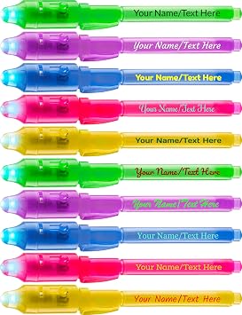 Personalized Invisible ink Pen with UV Light for Kids, Disappearing Ink magic Pen, Custom Secret Spy activity for ages 8-12, kids Gifts in bulk, 12 Pack, Assorted