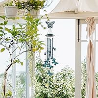 Vista 4 de Campanillas de viento de mariposa para exteriores, tubos de aluminio grandes, decoraciones al aire libre para patio, jardín, porche, campanas