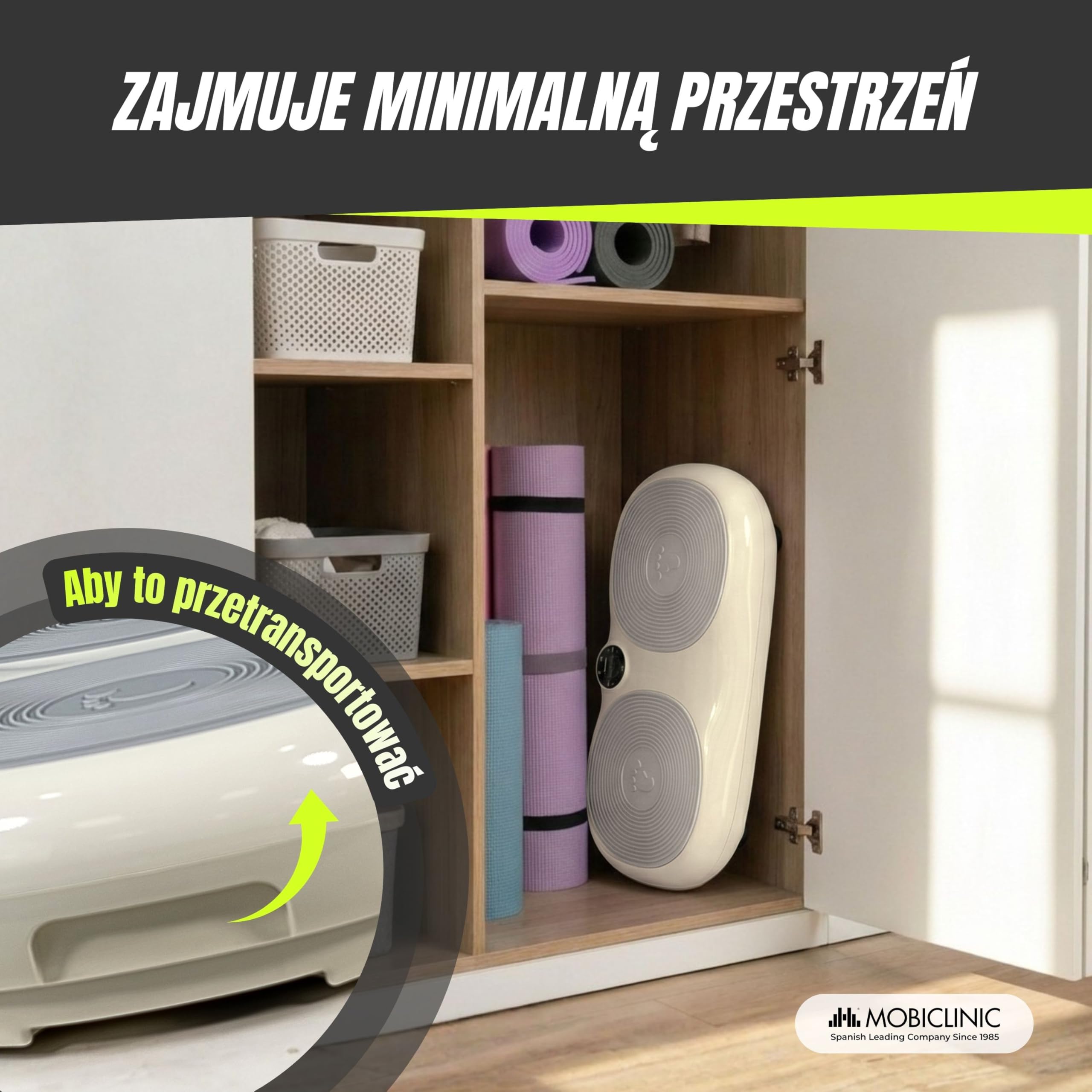 Mobiclinic®, Płyta Wibracyjna, 99 Niveaux de Vitesse, avec Élastiques, 9 Programmes Automatiques, 200 W, Jusqu'à 150 kg, Écran Numérique et Télécommande, Karol