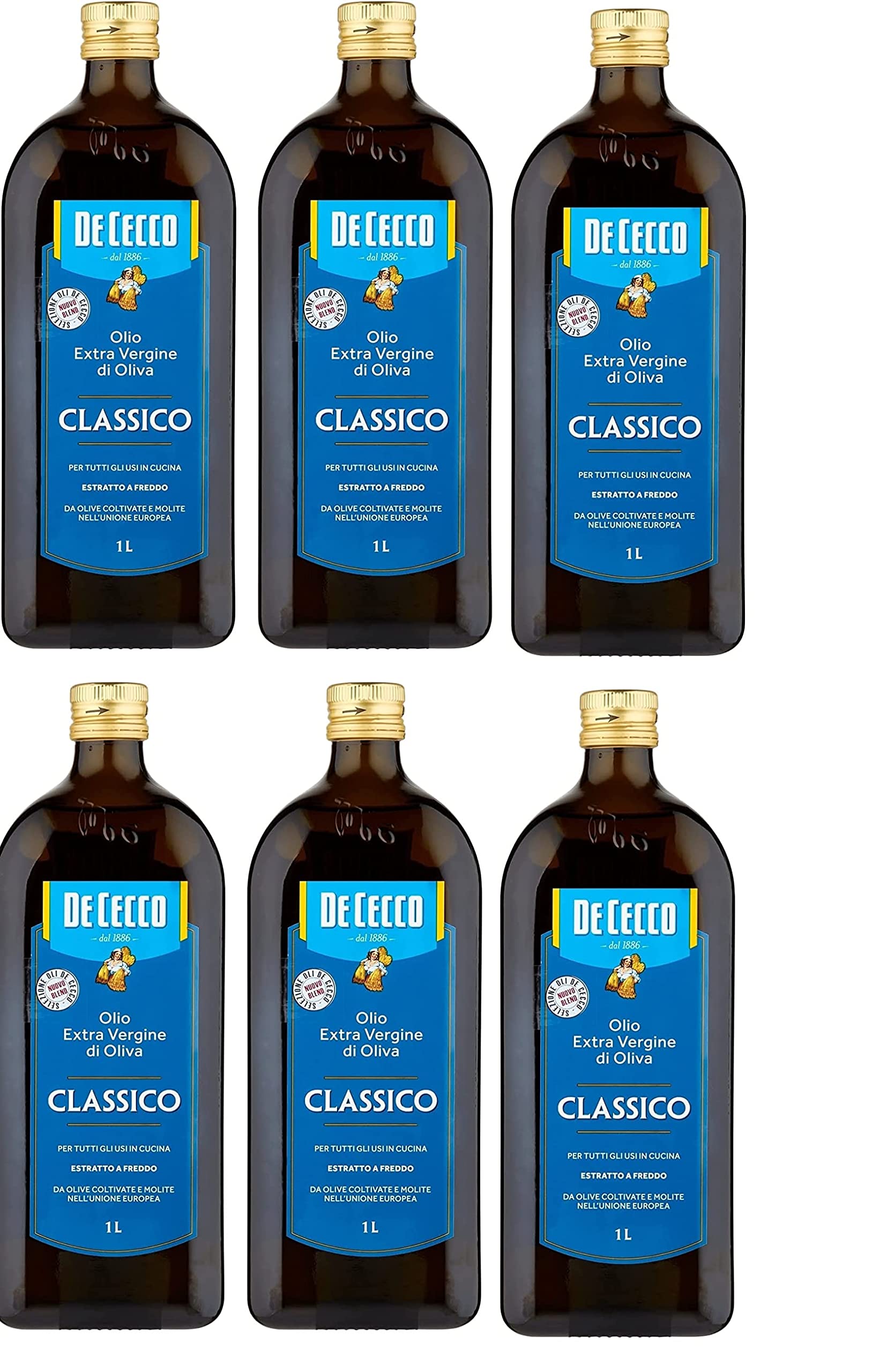 6x De Cecco Classico Natives Olivenöl Extra Olio Extra Vergine 1 Lt nativ