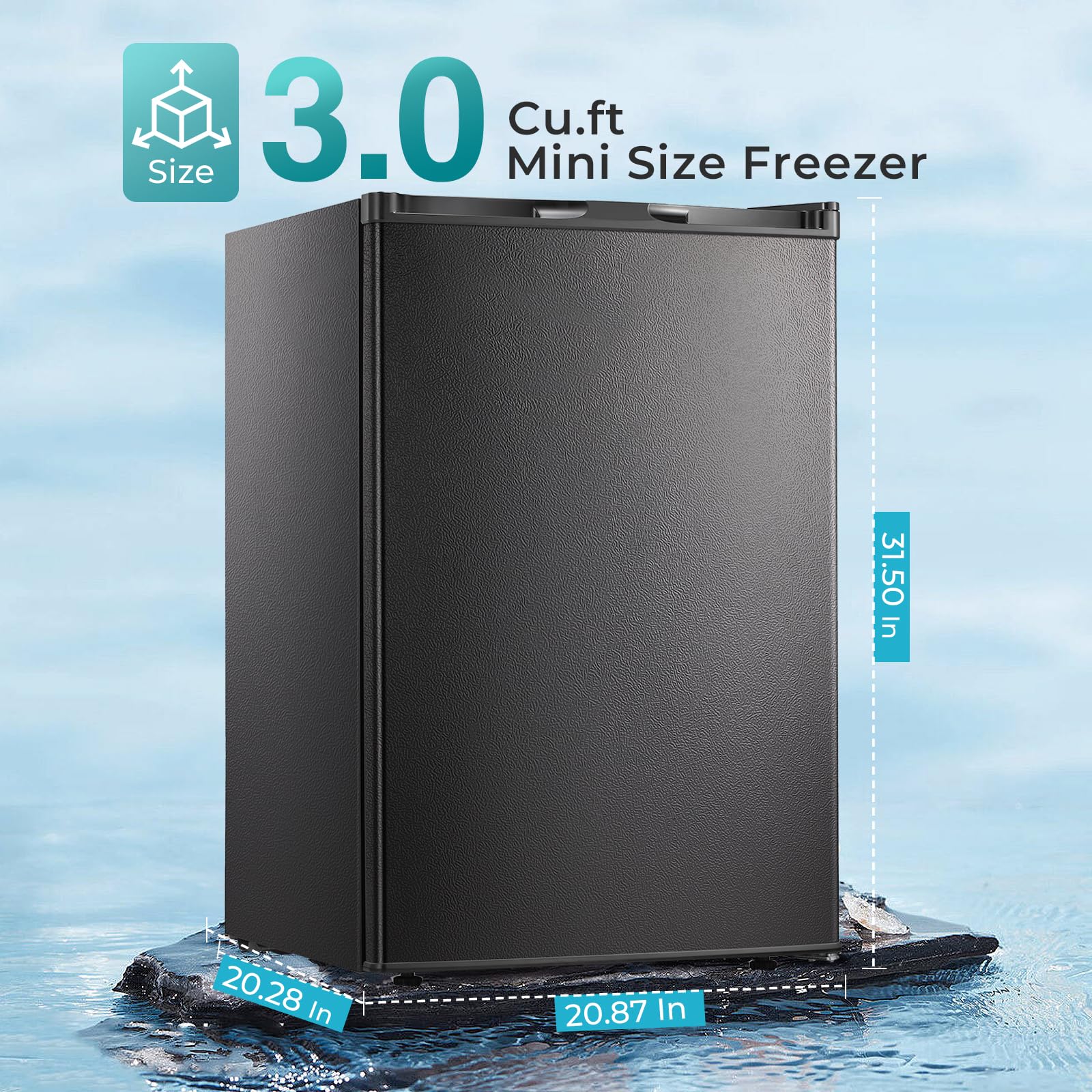 R.W.FLAME Upright Compact Freezer 3.0 Cu.ft, Freestanding Mini Freezer with Removable Shelf, Single Door, Adjustable Temperature Control, for Home, Office, Apartment(Black) on Fridge.com