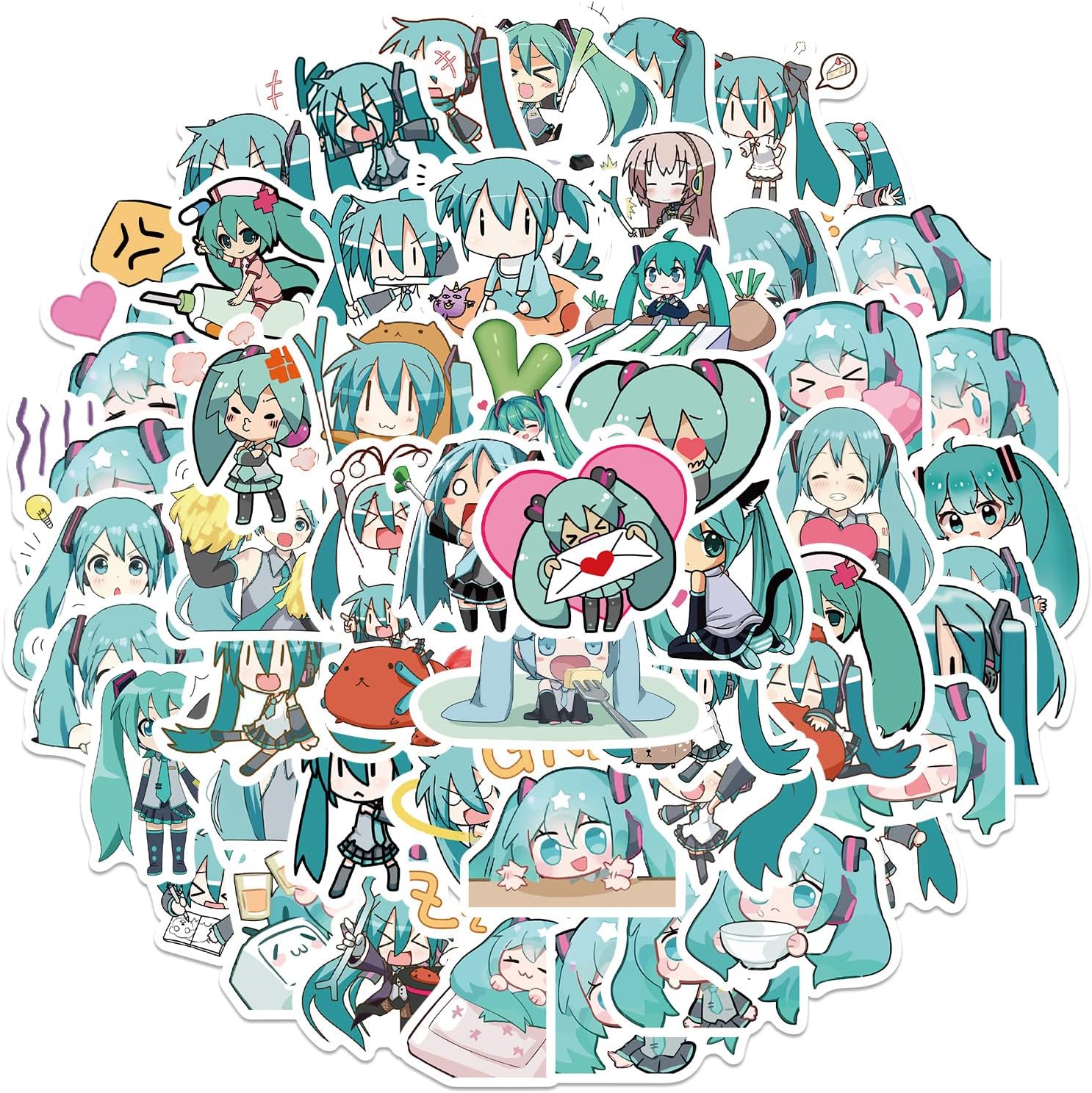 65Pcs Hatsune_Miku Stickers for Water Bottles Tumbler Luggage Skateboard Bumper Scrapbook Mug, Sticker Gift for Kids Teens Adults