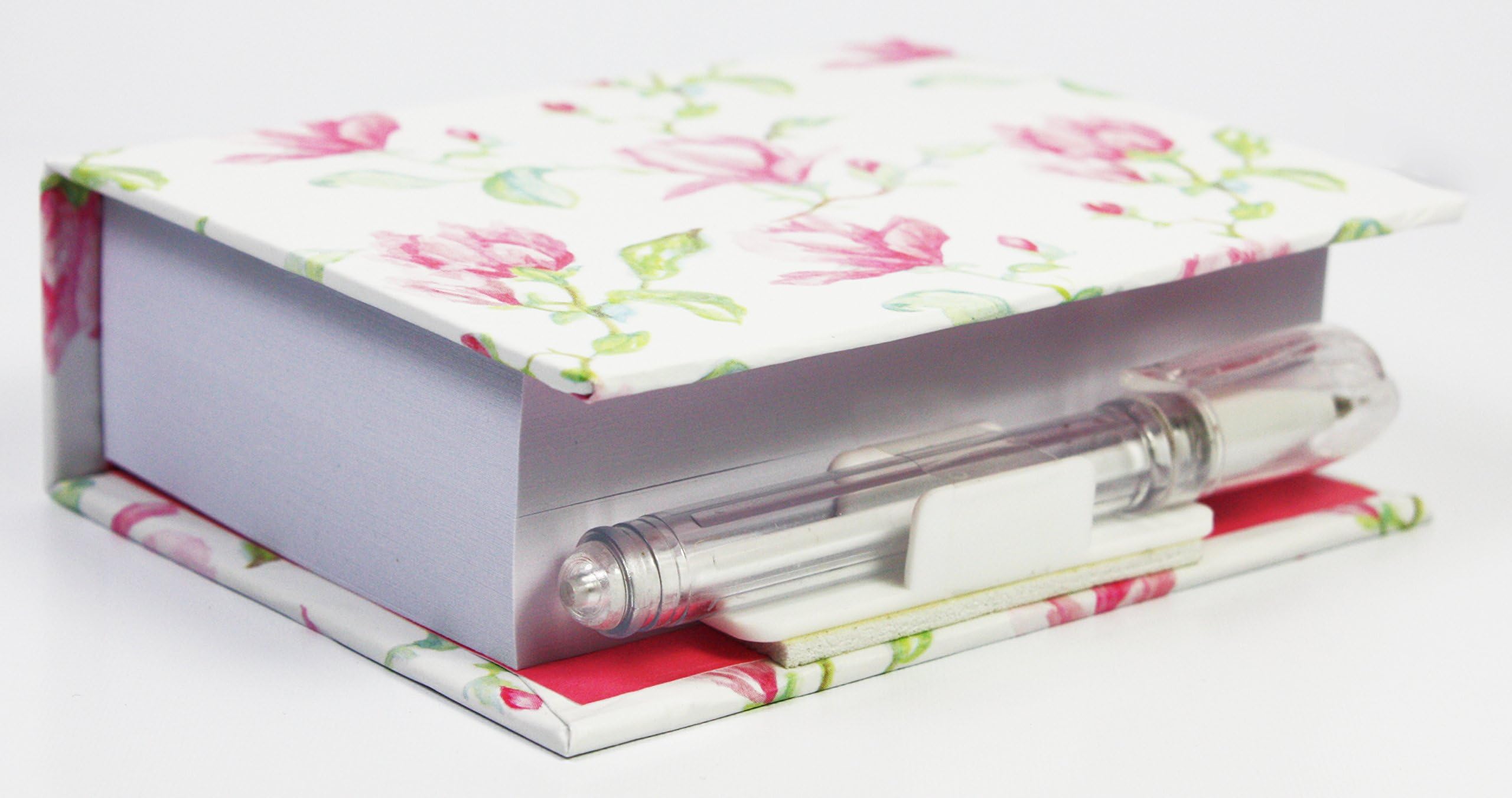 Magnolia Floral Design Small Notebook/Memo Pad, Vintage Lane Collection Designed By Jennifer Rose, Comes With Small Attached Biro, Book Closed Measures 9.5x7.5cm