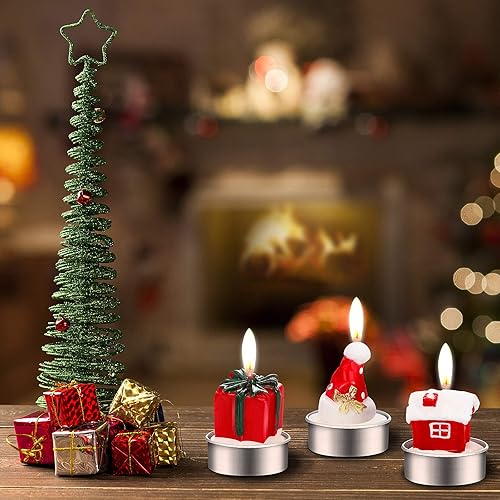 Miniatura 3 de 12 velas de Navidad hechas a mano con delicadas velas de Papá Noel, muñeco de nieve, piñas, árbol de Navidad, zapatos, casa, velas de sombrero de