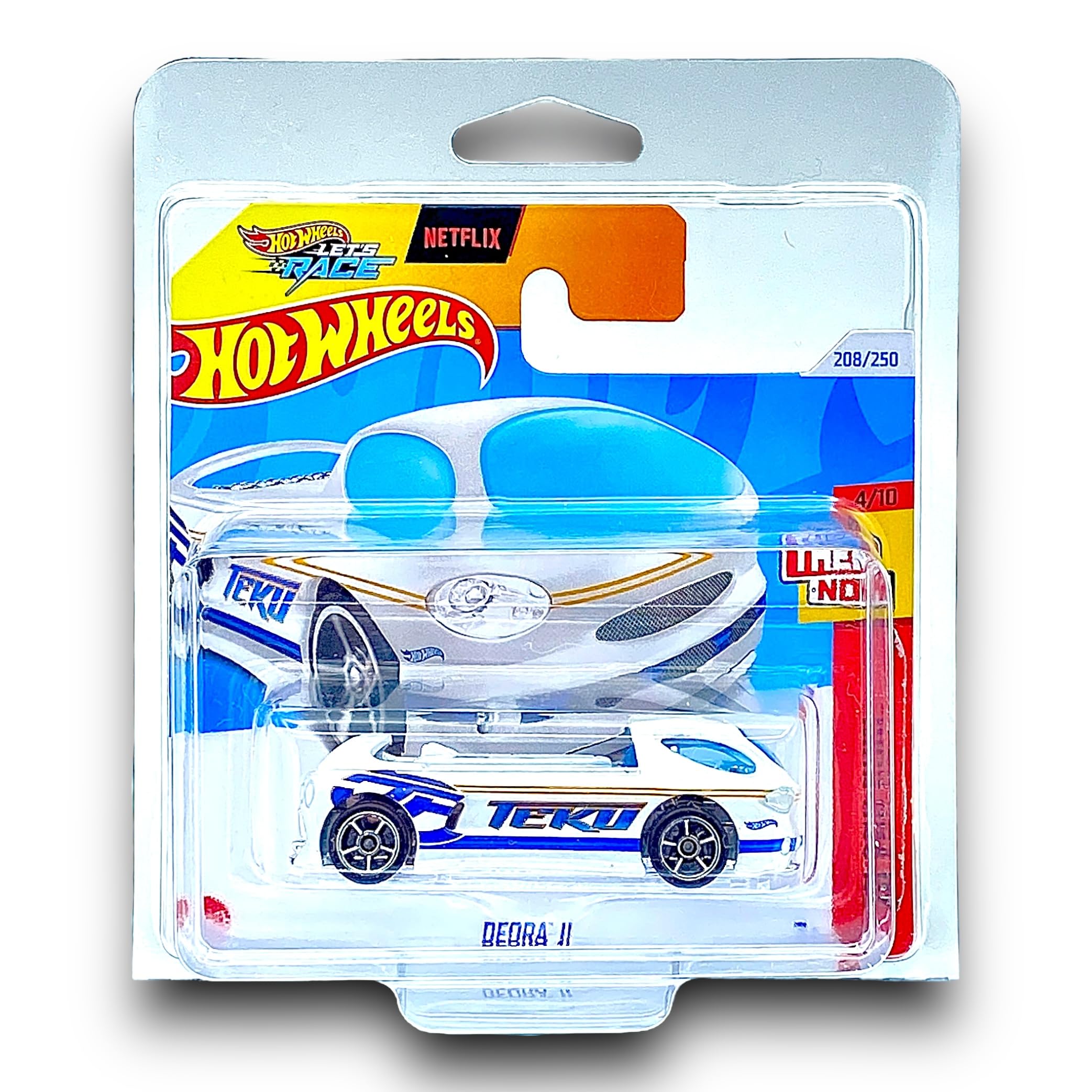 Hot Wheels Deora II (White, Blue & Orange) 4/10 Then and Now - 2024-208/250 (Short Card) - includes a KLAS Car Keeper Protector Case - HTC68