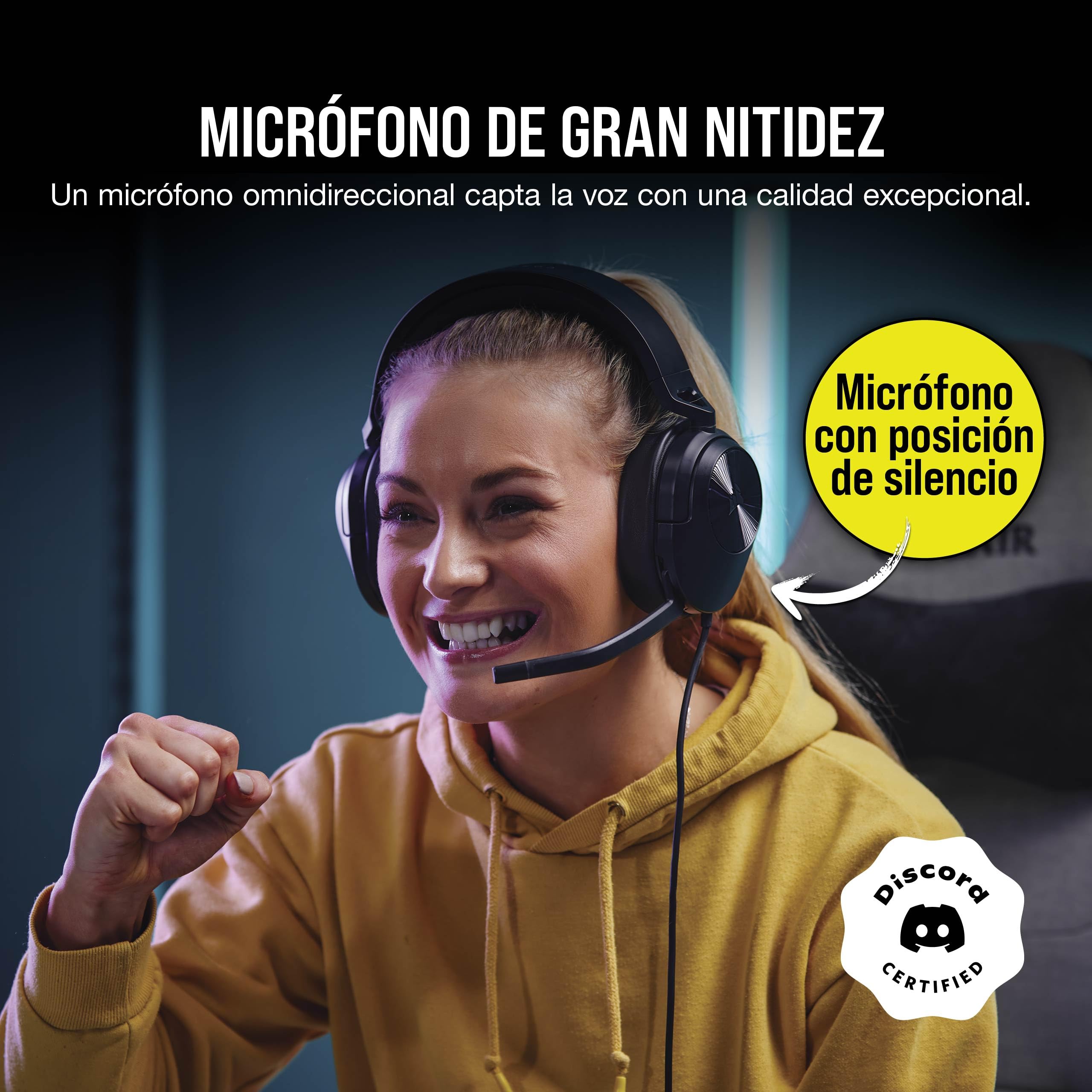 Corsair HS55 Surround Auriculares con Cable para Juegos – Carbono | Ligeros, Sonido Envolvente Dolby 7.1, Compatible con iCUE - PC, Mac, PS5, PS4, Xbox, Nintendo Switch, Móvil