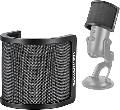 NEEWER Pop Filter for Microphones, Triple Layer Isolation Shield for 35-55 mm Diameter Mics, Windscreen Cover for Podcast Streaming Voice Over Singing Studio Recording, MS021