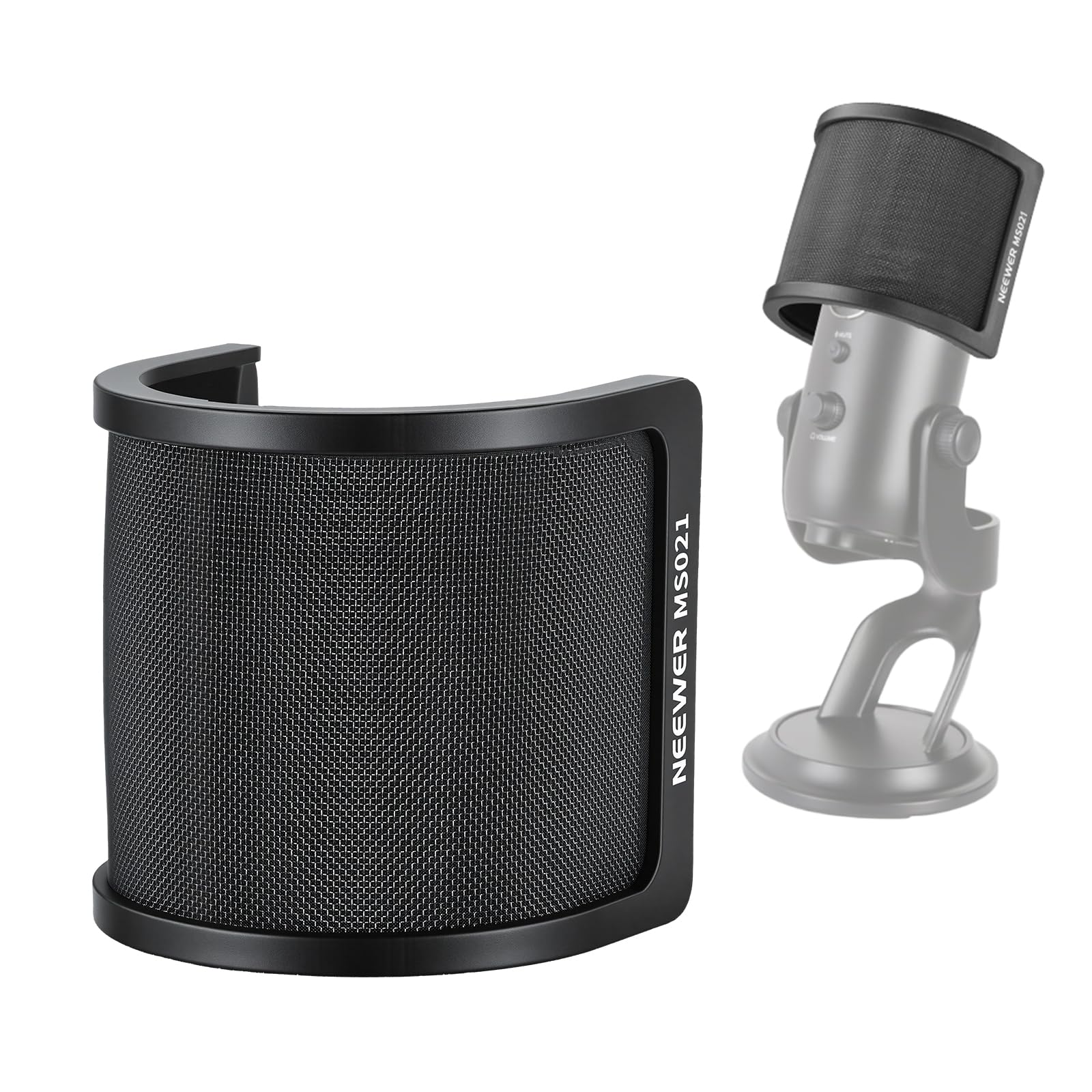 NEEWER Pop Filter for Microphones, Triple Layer Isolation Shield for 35-55 mm Diameter Mics, Windscreen Cover for Podcast Streaming Voice Over Singing Studio Recording, MS021