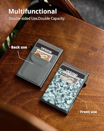 Miniatura 6 de YESIIW Cartera para hombre Cartera delgada para hombre con protección RFID, cartera para tarjetas desplegables, carteras minimalistas con bolsillo