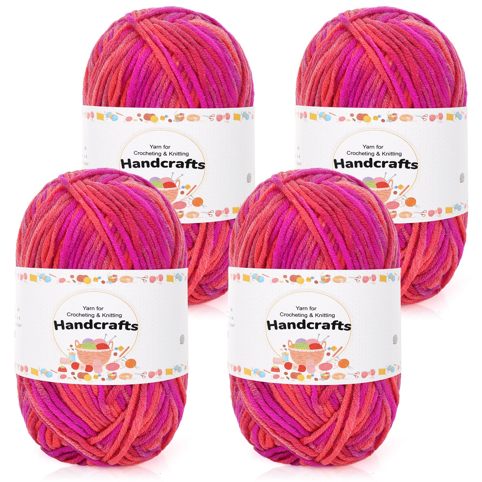 Aeelike 200g(4x50g) Farbverlaufsgarn Wolle Farbverlauf Zum Stricken Weich