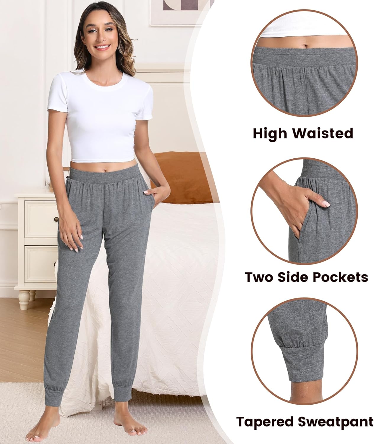 NACHILA Women's Pajamas Pants Soft Joggers Cooling Sleep Pants Comfy Pj Bottoms,Viscose Made from Bamboo S-XL - Image 4