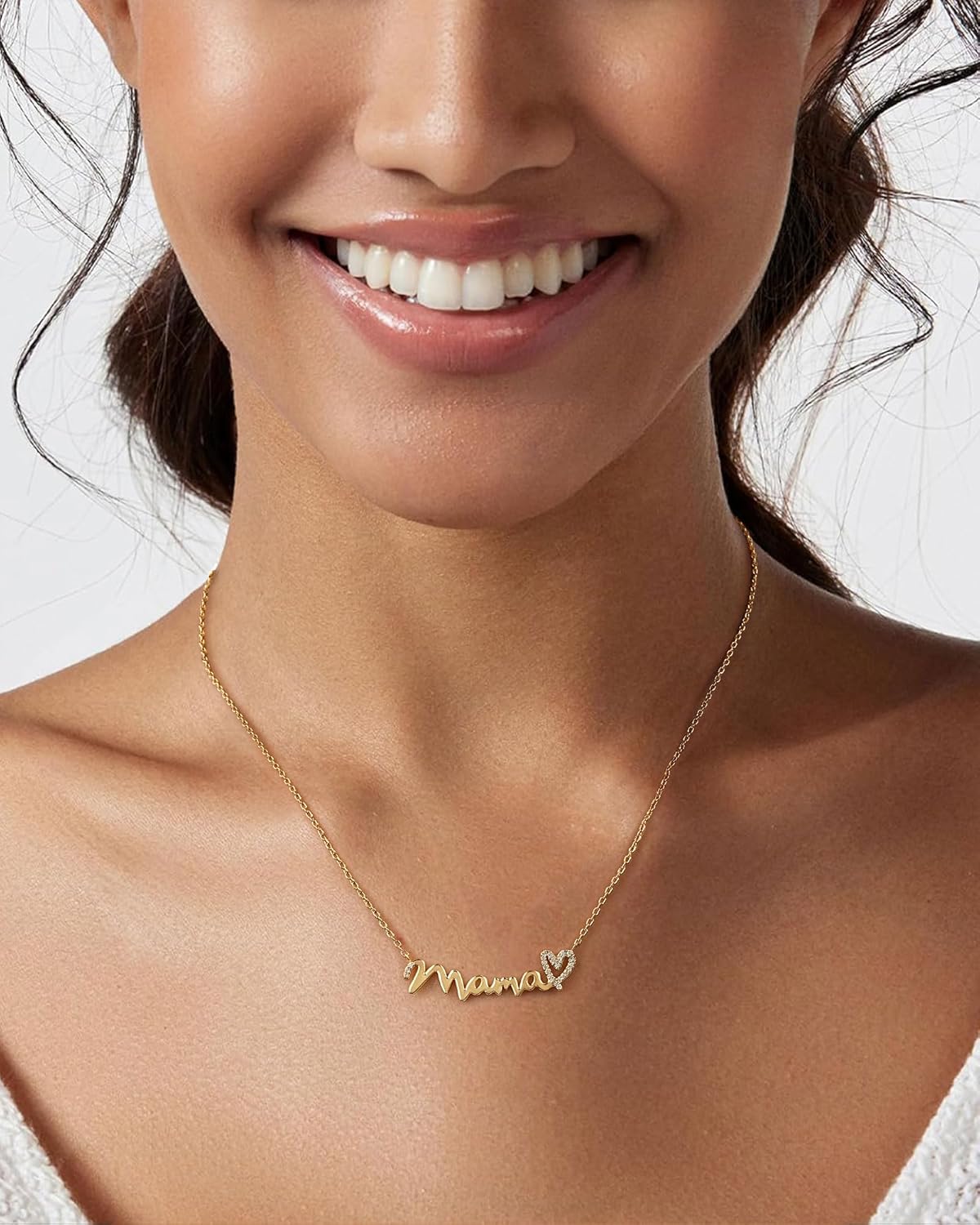 Lourny Mama Pendant Necklaces for Women, Dainty 18K Gold Plated Mom Necklace - Image 5