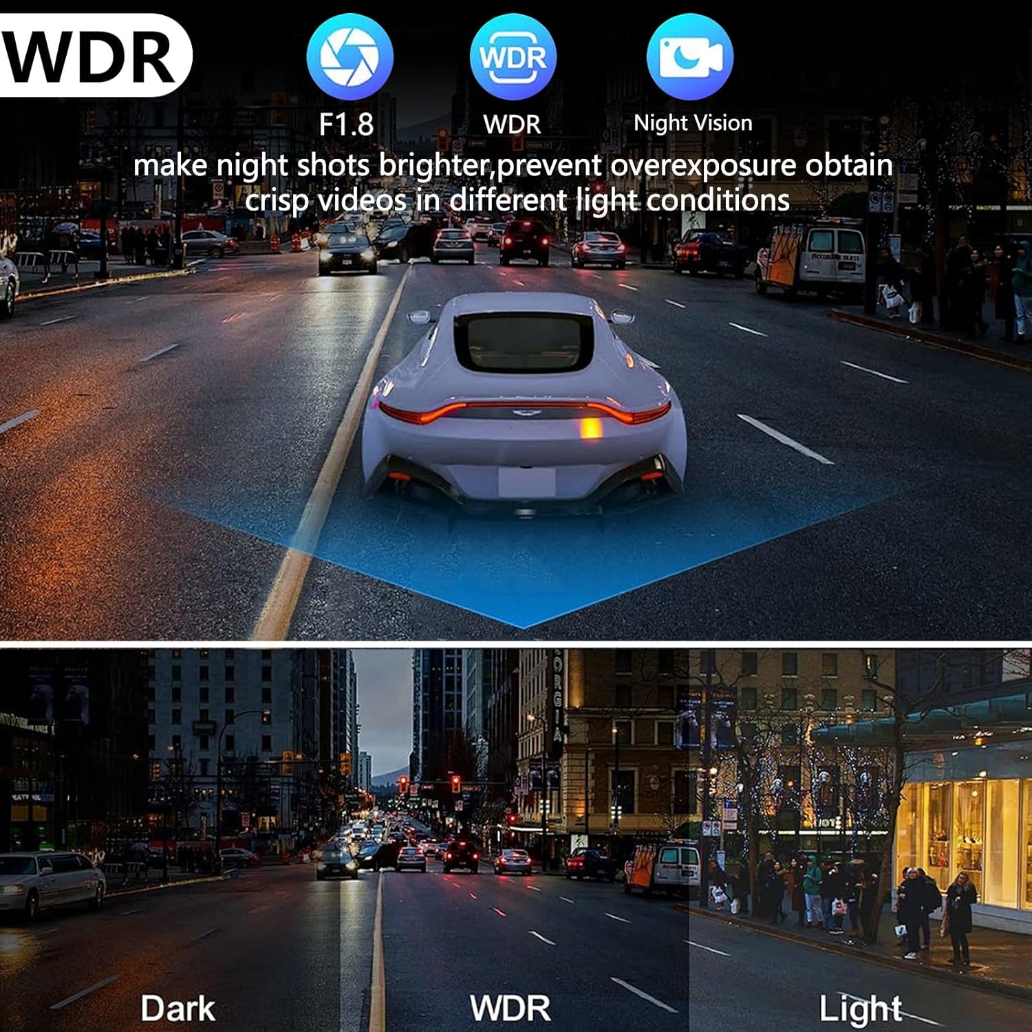 4K Dual Dash Cam Front and Rear - 3 Inch LCD Screen Car Camera with GPS Tracking, WiFi Phone Connectivity, G-Sensor & Loop Recording, Dashcam for Vehicle Security & Accident Evidence 24H Parking Mode