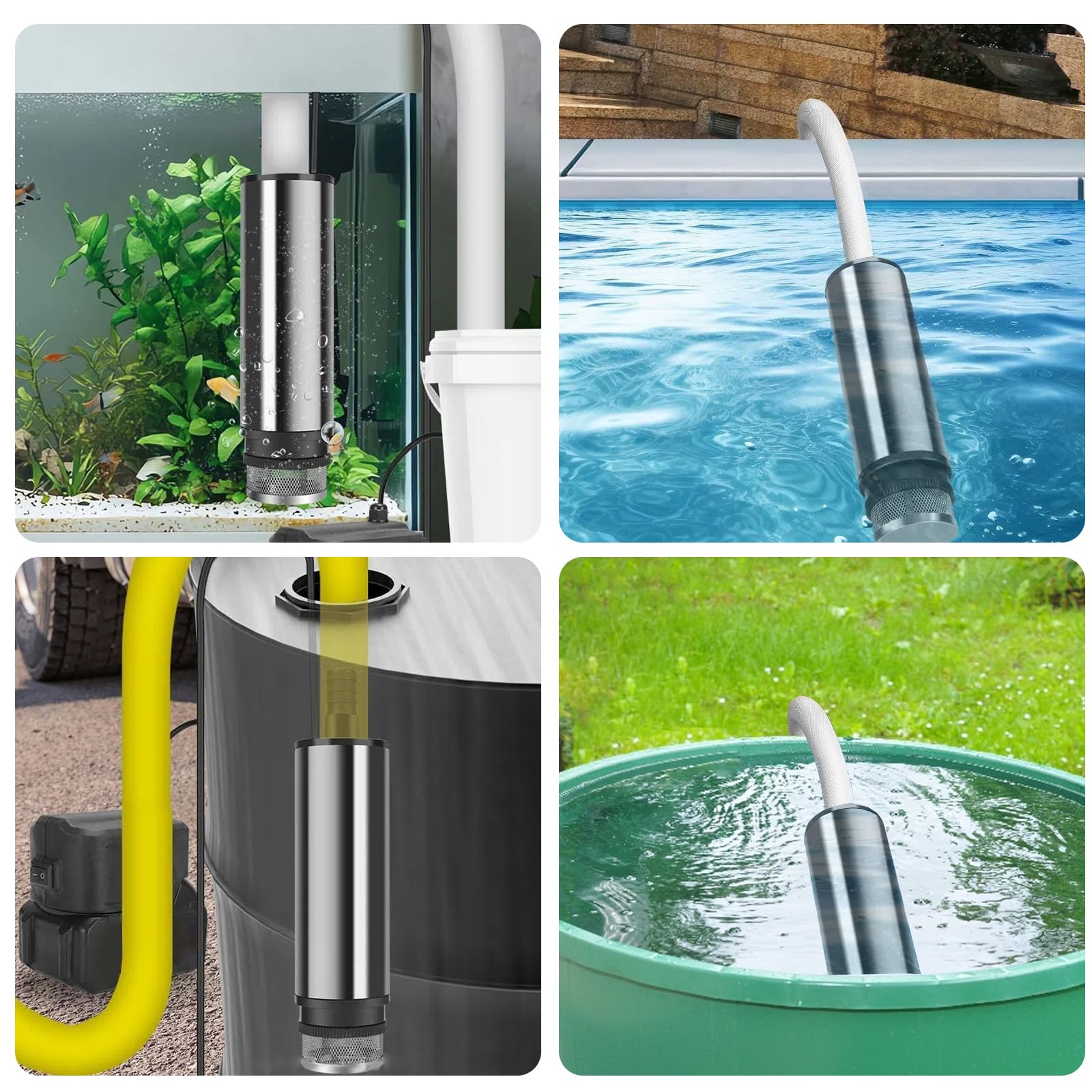 Tragbare Wasserpumpe Sumpfpumpe für Makita 18V Lithium Akku,Mit 3M Kabel & Anschluss,Regenfass Wassertransferpumpe, elektrische Nutzpumpe für Garten,Auto,Pool,Camping,Keller,Teich (2 Akkus)