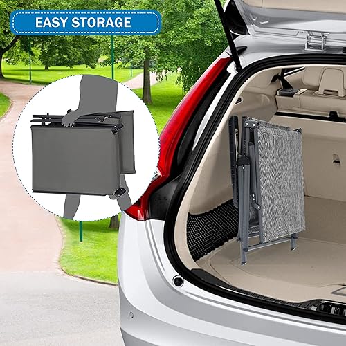 Miniatura 6 de Sillas de bronceado para exteriores, tumbonas de textileno con respaldo ajustable y reposapiés plegable, reclinable ligero portátil para patio,