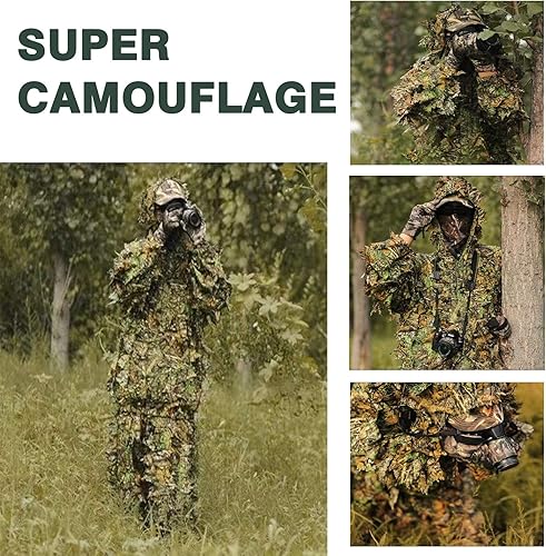 Miniatura 8 de Traje Ghillie, traje de camuflaje frondoso 3D, ropa de camuflaje de caza, ropa de bosque para caza, Airsoft, fotografía de vida silvestre