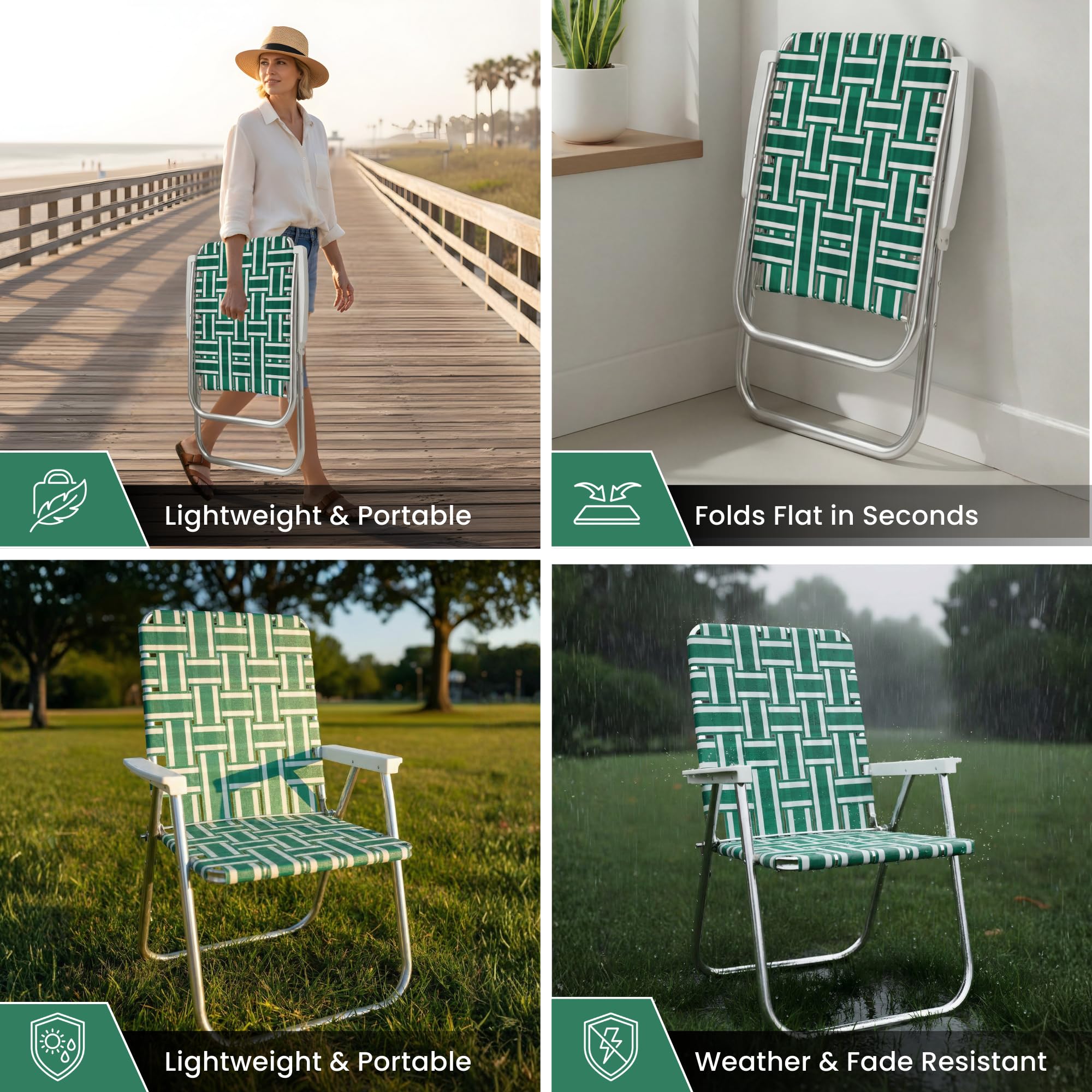 Amazon｜Lawn Chair USAアルミWebbed椅子 デラックス｜折りたたみ