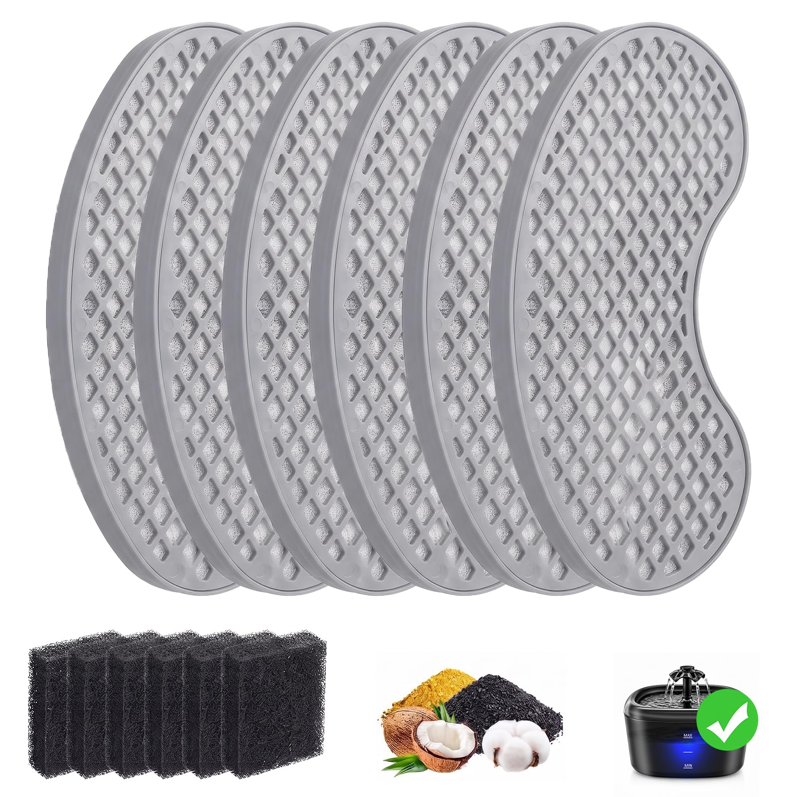 6 * 6 Filters for Cat Water Fountain Pet Water Dispener