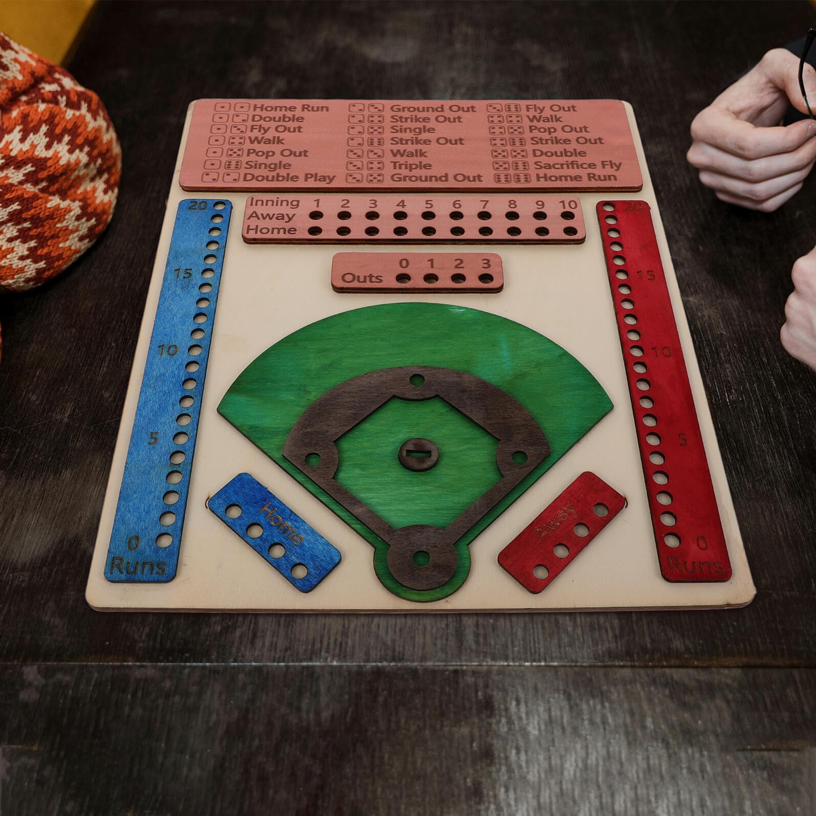 Hemobllo Gioco da Tavolo Baseball in Legno Design Vivace e Portatile per Feste e Festival Gioco Creativo da Tavolo per Divertimento e Socializzazione