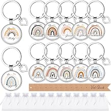12 Sets Inspirational Keyrings with Thank You Labels and Organza Pouch Inspirational Gift for Teachers Colleagues Friends Birthday Graduation Party