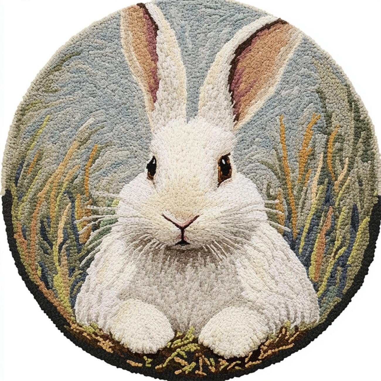 Kitquiver Rug Latch Hook Craft Kits Cartoon Rabbit 80x80cm