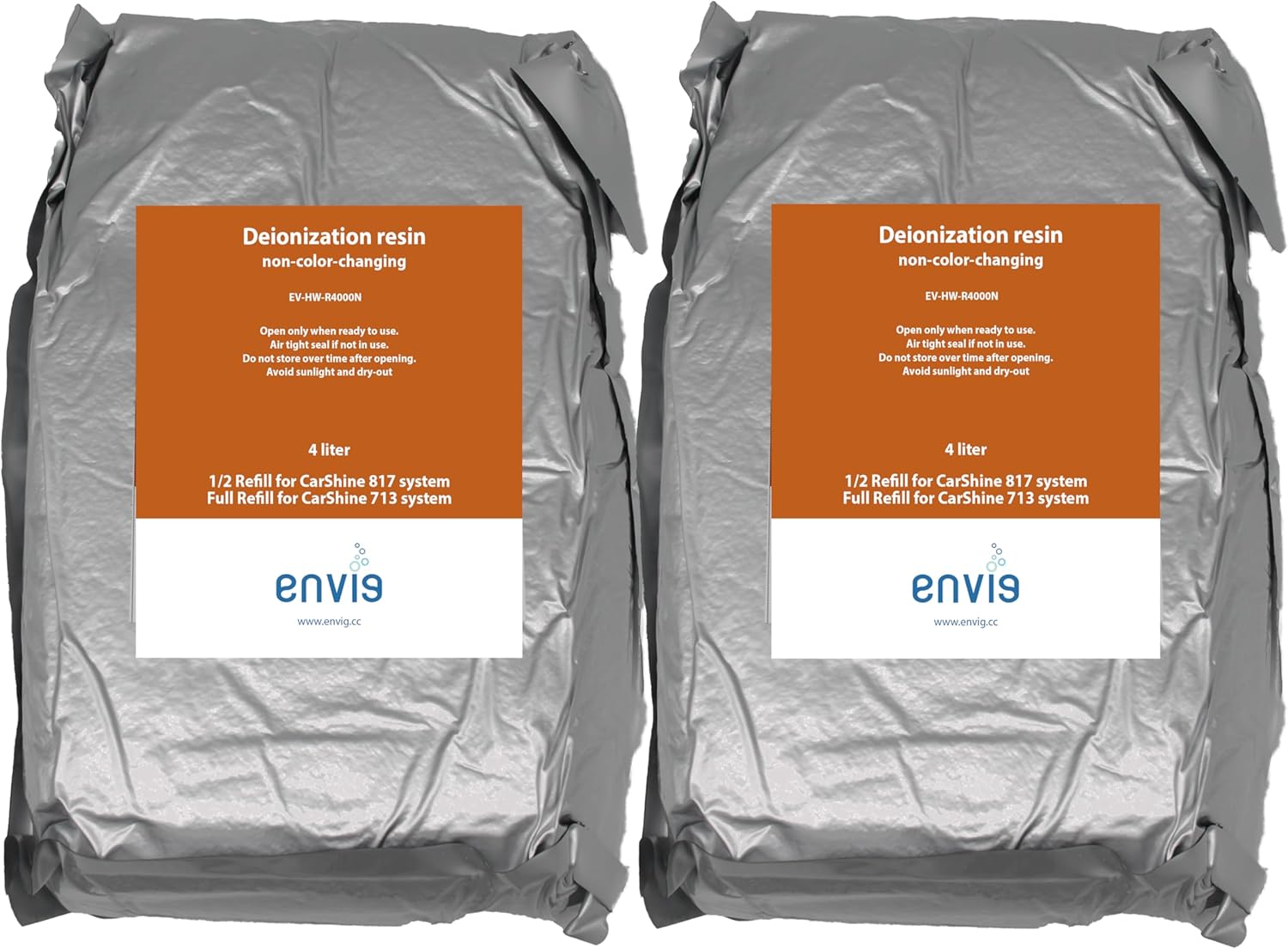Envig Mixed Bed Deionization Non-Color-Changing DI Resin Filter Cartridge Refill - Pack of 2 (4L / 6.6 lb per Pack)